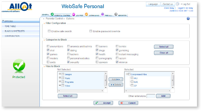 Parental Control service Screenshot