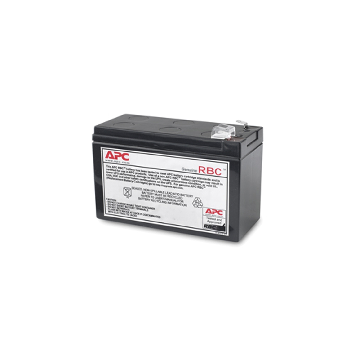 APC Replacement Battery Cartridge, VRLA battery, 7Ah, 12VDC, 2-year warranty Front View