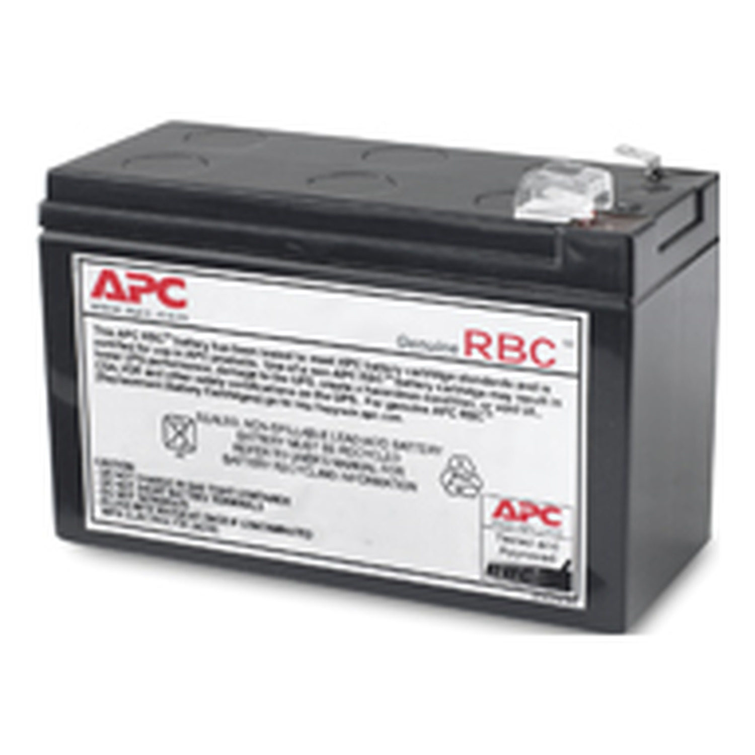 APC Replacement Battery Cartridge, VRLA battery, 7Ah, 12VDC, 2-year warranty Back View