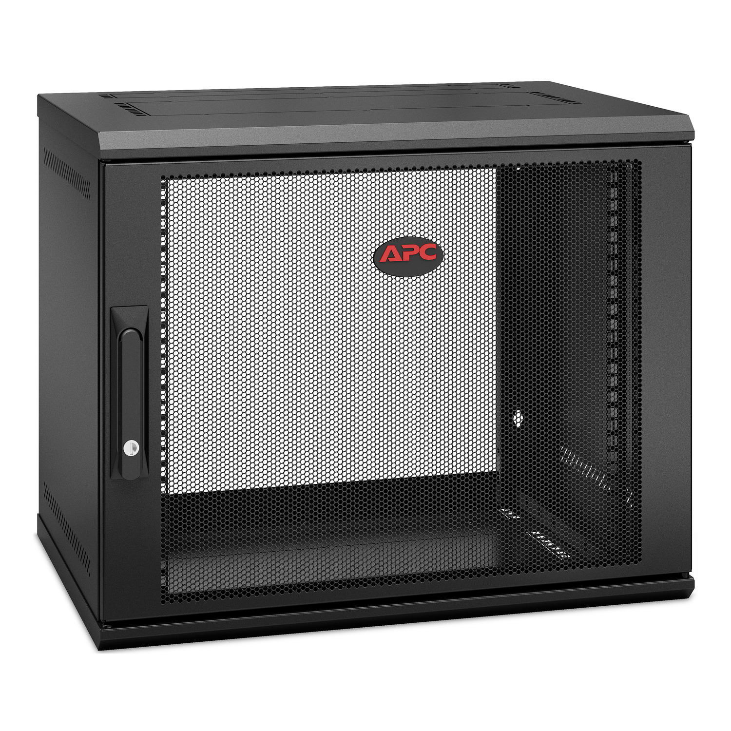 APC NetShelter 9U Wallmount Rack Enclosure Cabinet Single Hinged Switch Depth Front View
