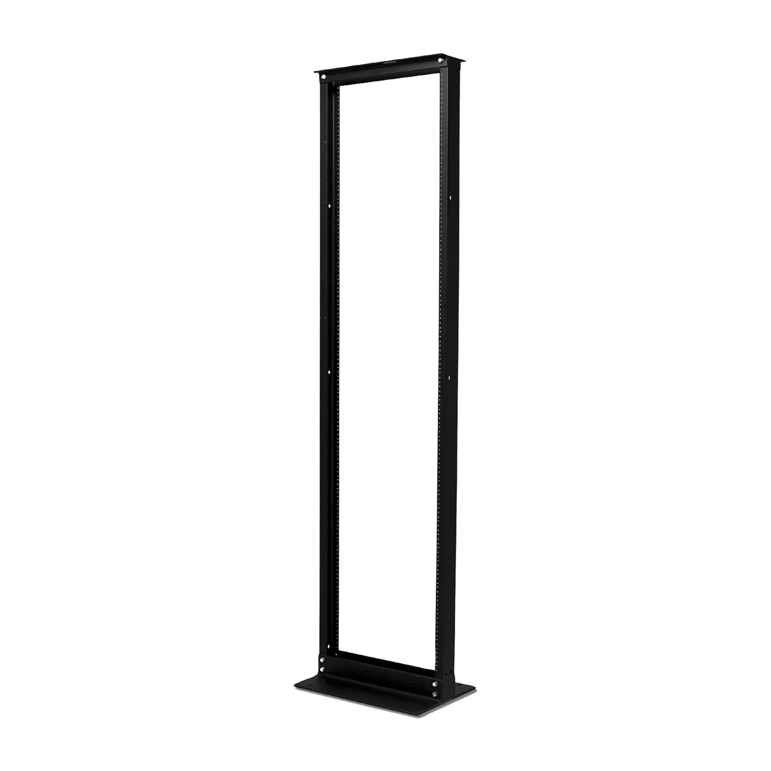 APC NetShelter Open Frame Rack, 2 Post, 45U, 12-24 Threaded Holes, Black Front View