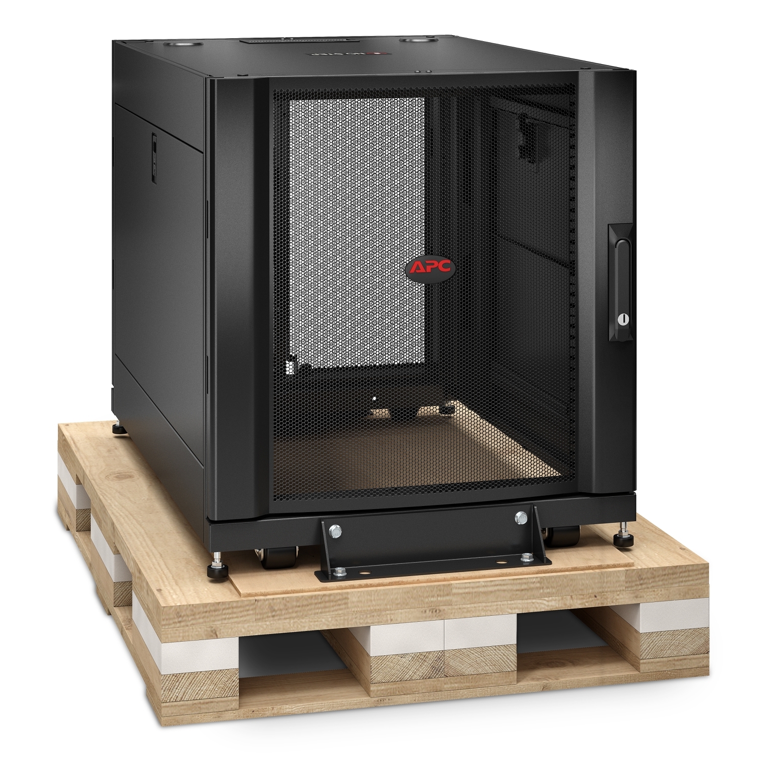 APC NetShelter SX, Server Rack Enclosure, 12U, Shock Packaging, Black, 658H x 600W x 900D mm [TAA] Back View