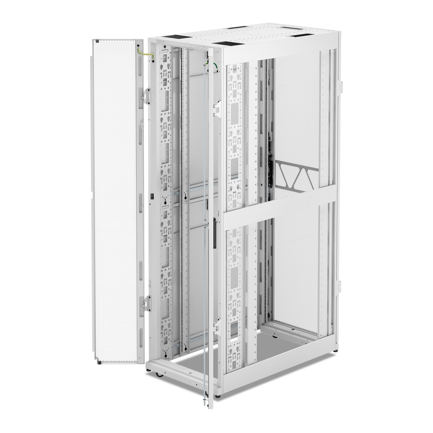 APC NetShelter SX Server Rack Gen 2, 42U, 1991H x 600W x 1070D mm, w/ Sides, White [TAA] Front View