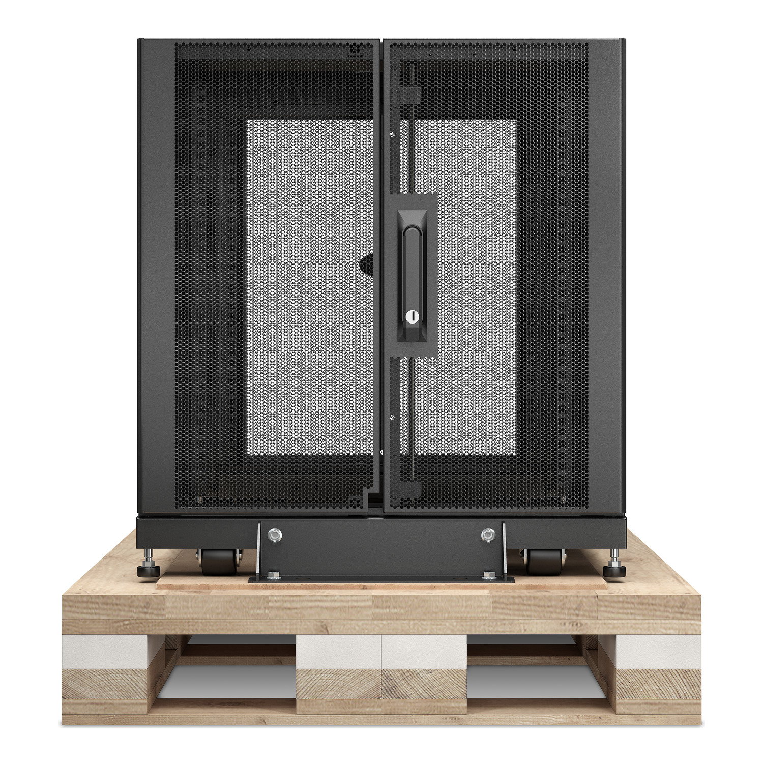 APC NetShelter SX, Server Rack Enclosure, 12U, Shock Packaging, Black, 658H x 600W x 1070D mm [TAA] Back View