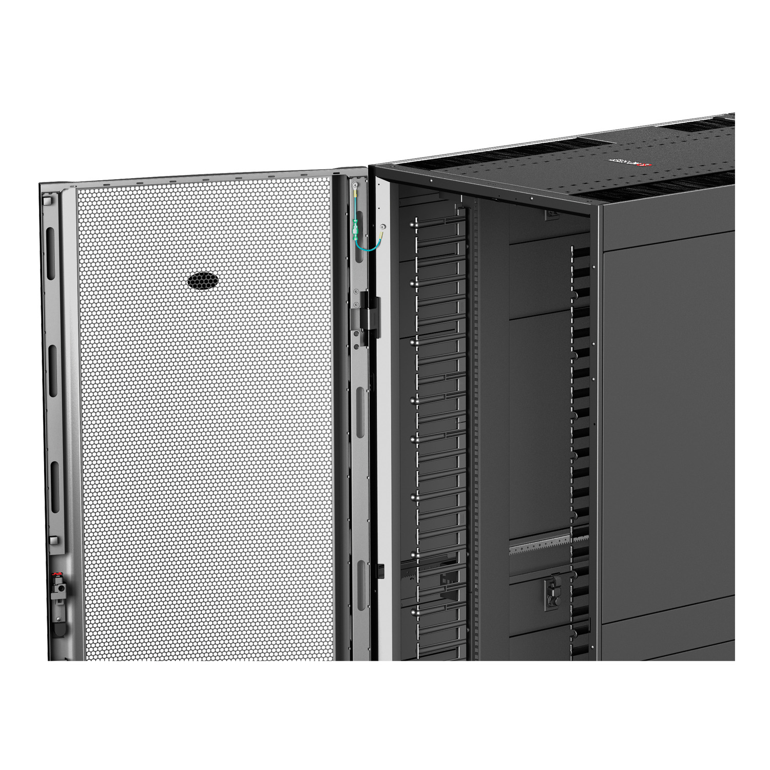 APC NetShelter SX, Networking Rack Enclosure, 42U, Black, 1991H x 750W x 1070D mm with Casters, Feet, Vertical Cable Managers, Side Panels [TAA] View 11