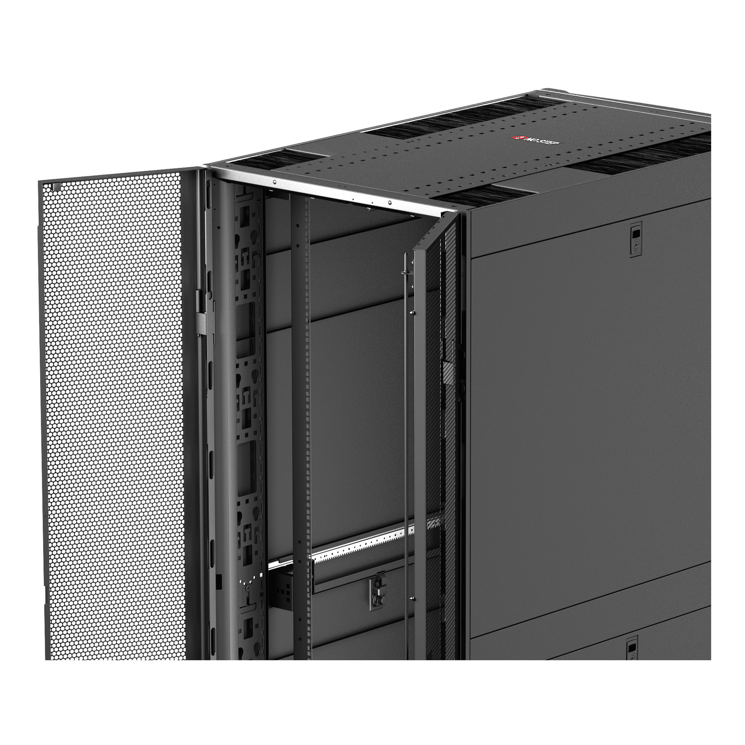 APC NetShelter SX, Networking Rack Enclosure, 42U, Black, 1991H x 750W x 1070D mm with Casters, Feet, Vertical Cable Managers, Side Panels [TAA] View 8