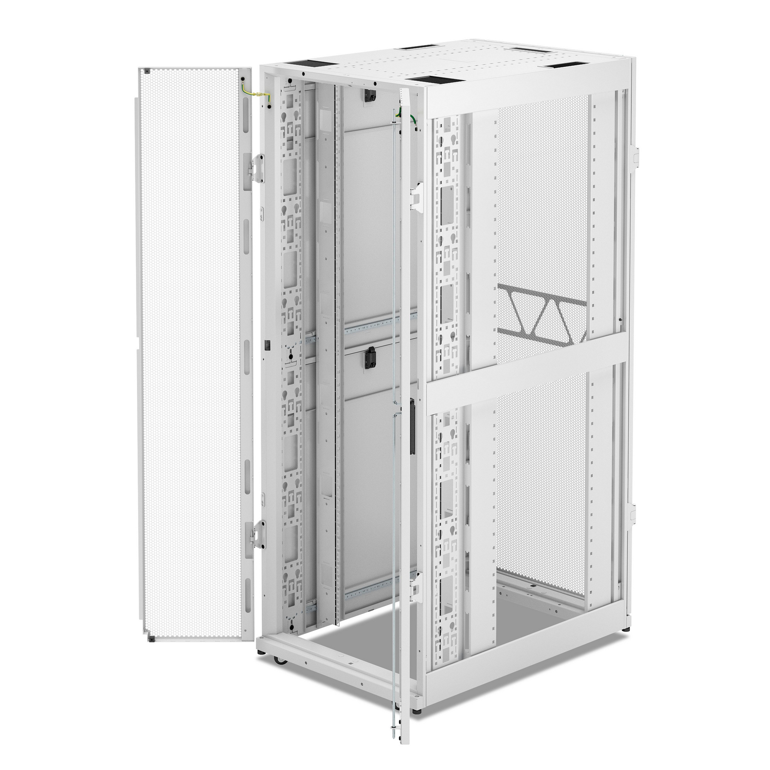 APC NetShelter SX Server Rack Gen 2, 42U, 1991H x 750W x 1070D mm, w/ Sides, White [TAA] Front View