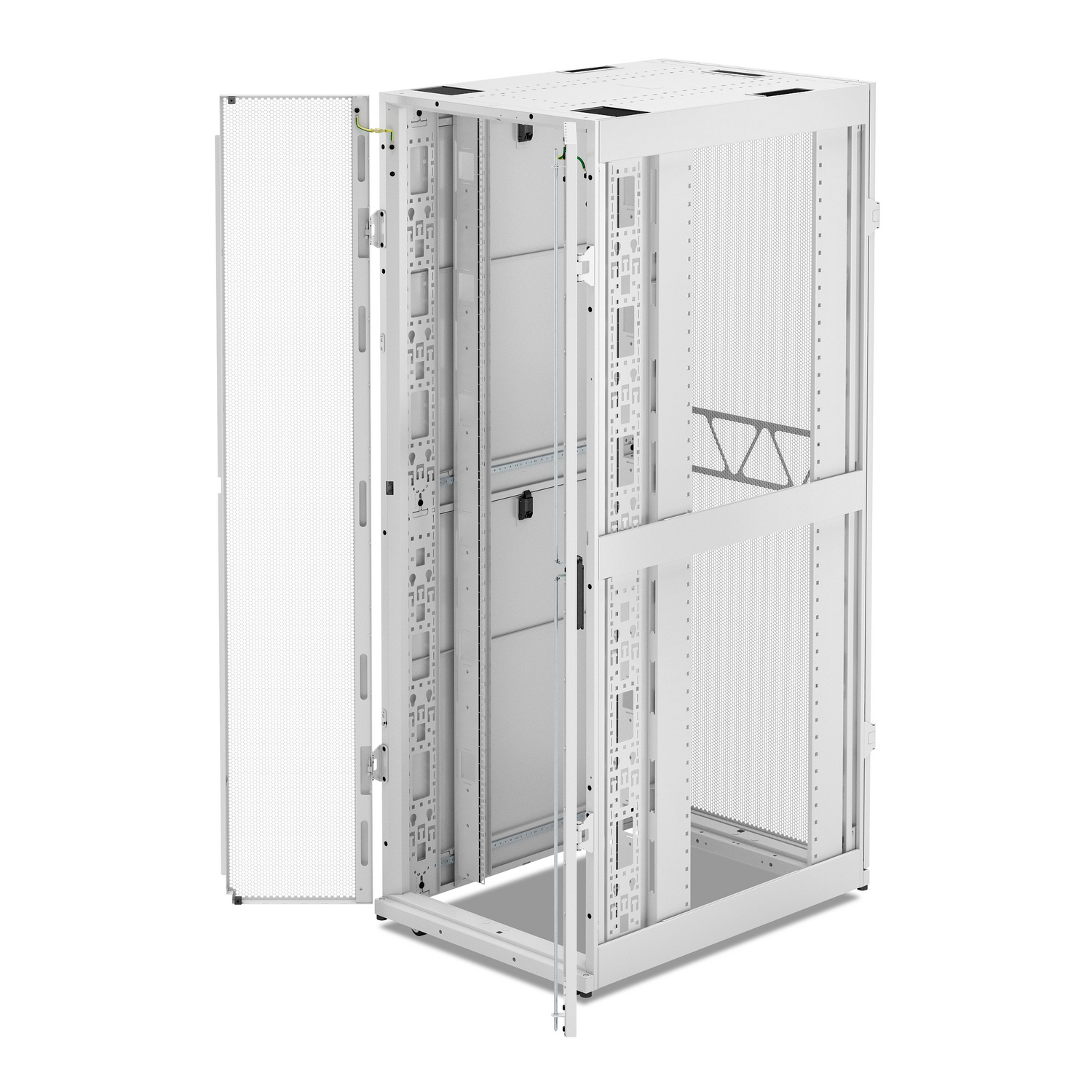 APC NetShelter SX Server Rack Gen 2, 45U, 2124H x 750W x 1070D mm, w/ Sides, White [TAA] Front View