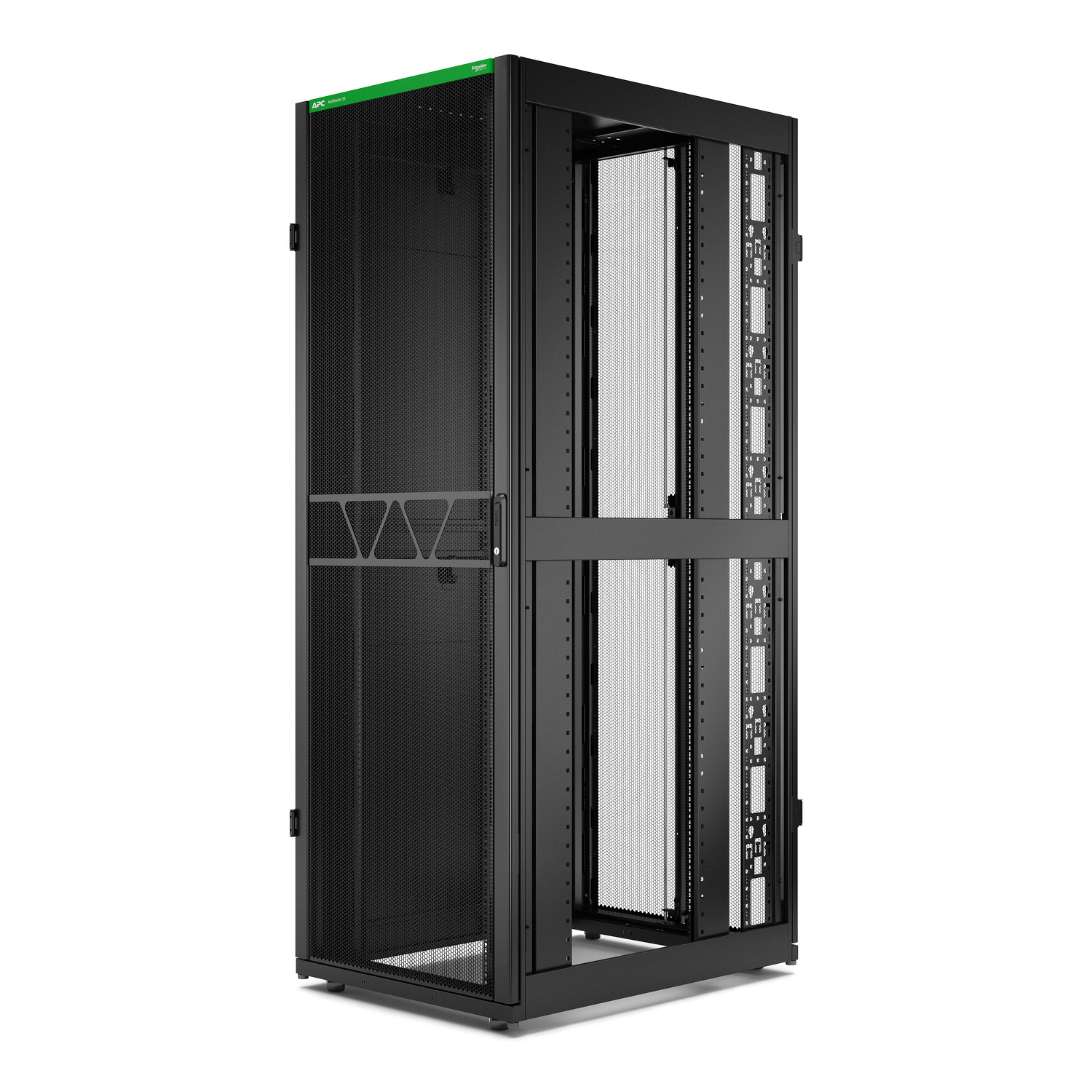 APC NetShelter SX Server Rack Gen 2, 48U, 2258H x 800W x 1070D mm,w/ Side,Black [TAA] Front View