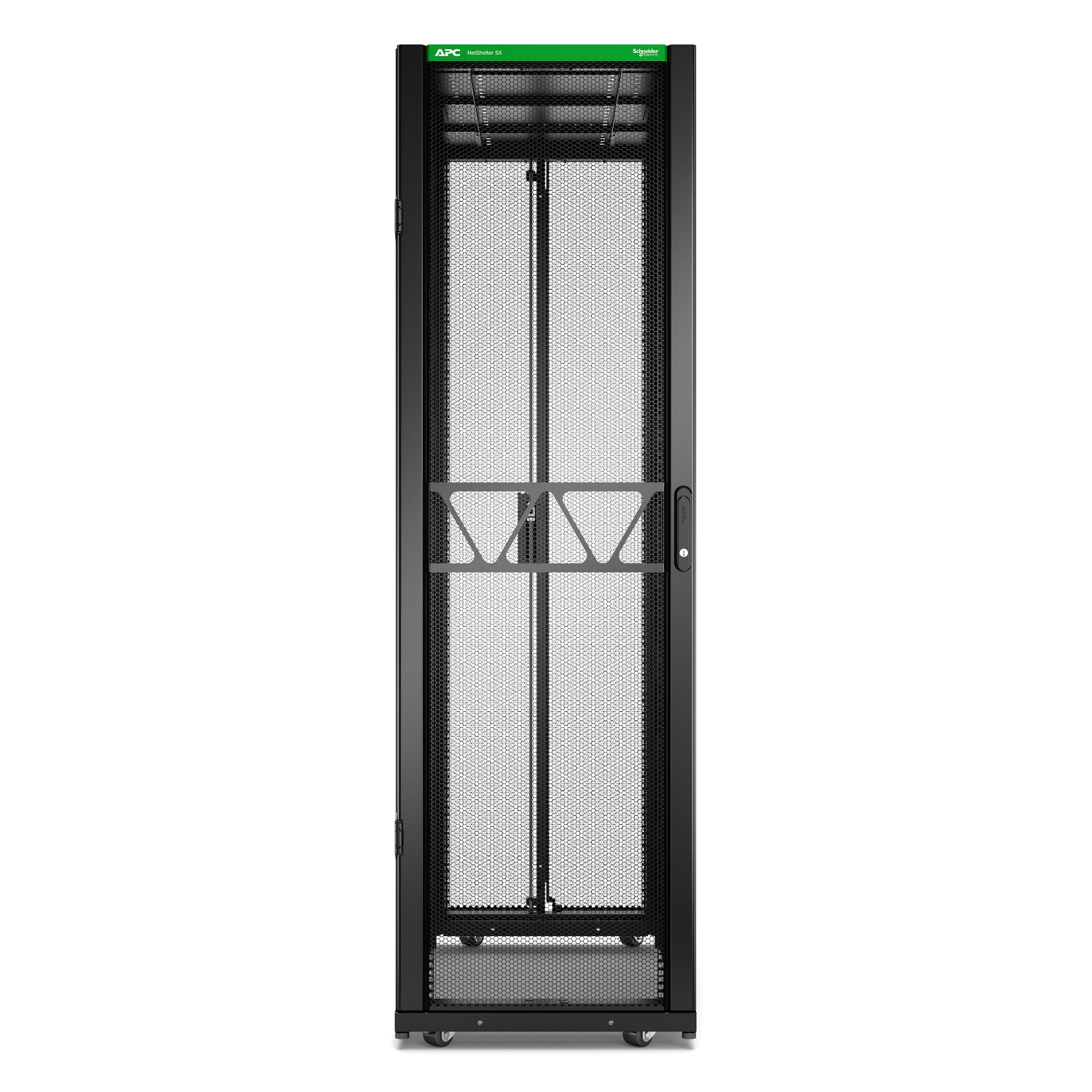 APC NetShelter SX Server Rack Gen 2, 42U, 1991H x 600W x 1200D mm, with Sides, Black [TAA] Back View