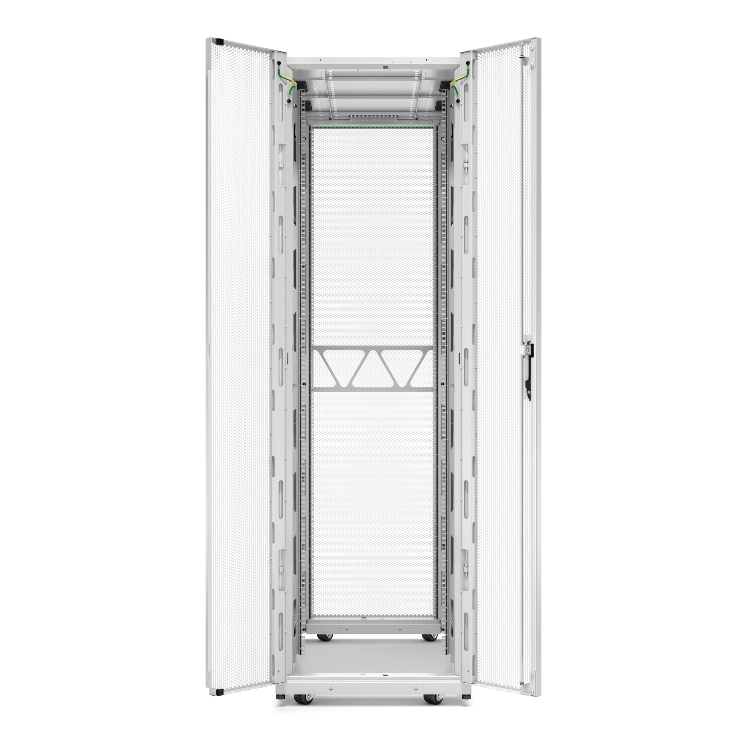 APC NetShelter SX Server Rack Gen 2, 42U, 1991H x 600W x 1200D mm, with Sides, White [TAA] Front View