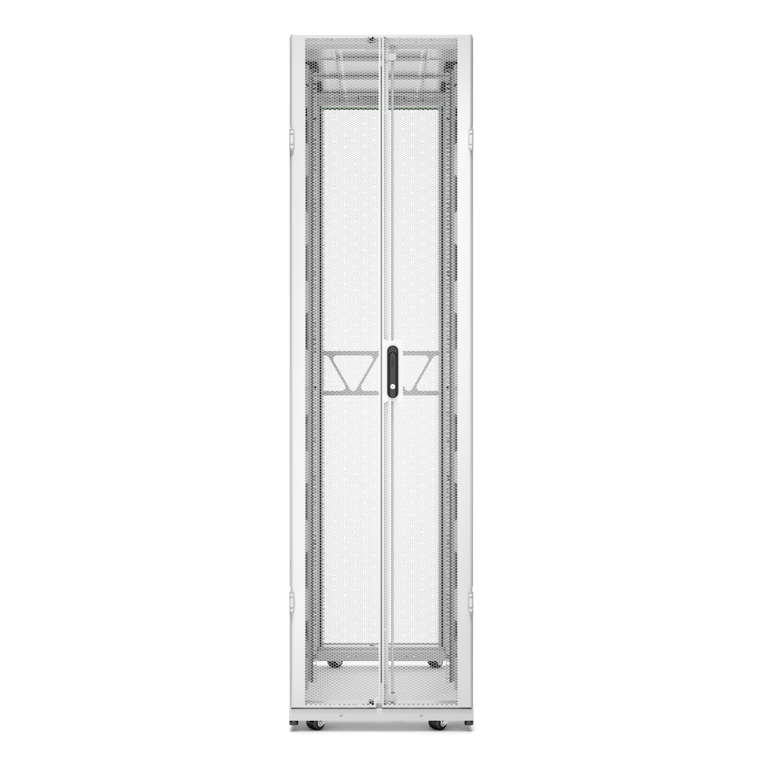 APC NetShelter SX Server Rack Gen 2, 48U, 2258H x 600W x 1200D mm, with Sides, White [TAA] Front View