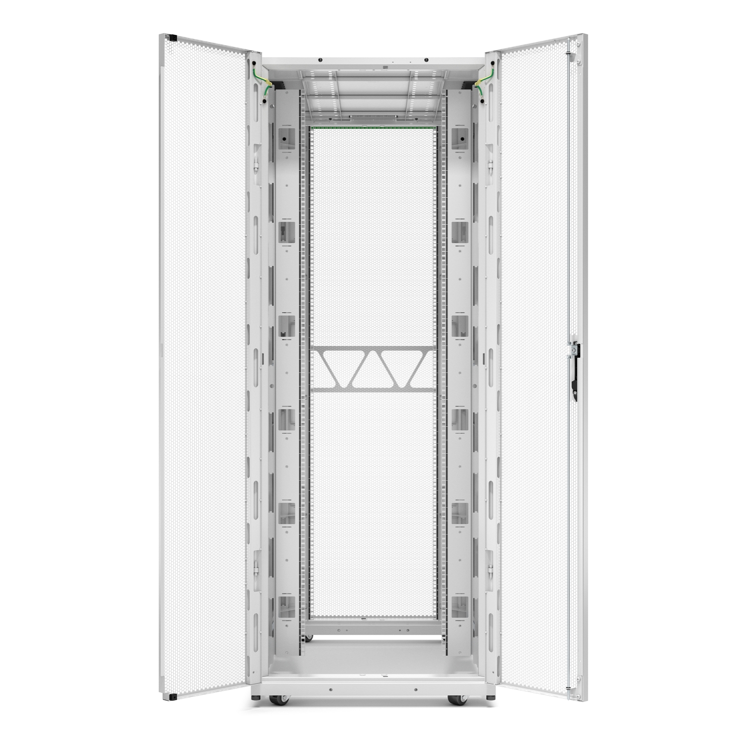 APC NetShelter SX Server Rack Gen 2, 42U, 1991H x 750W x 1200D mm, with Sides, White [TAA] Front View