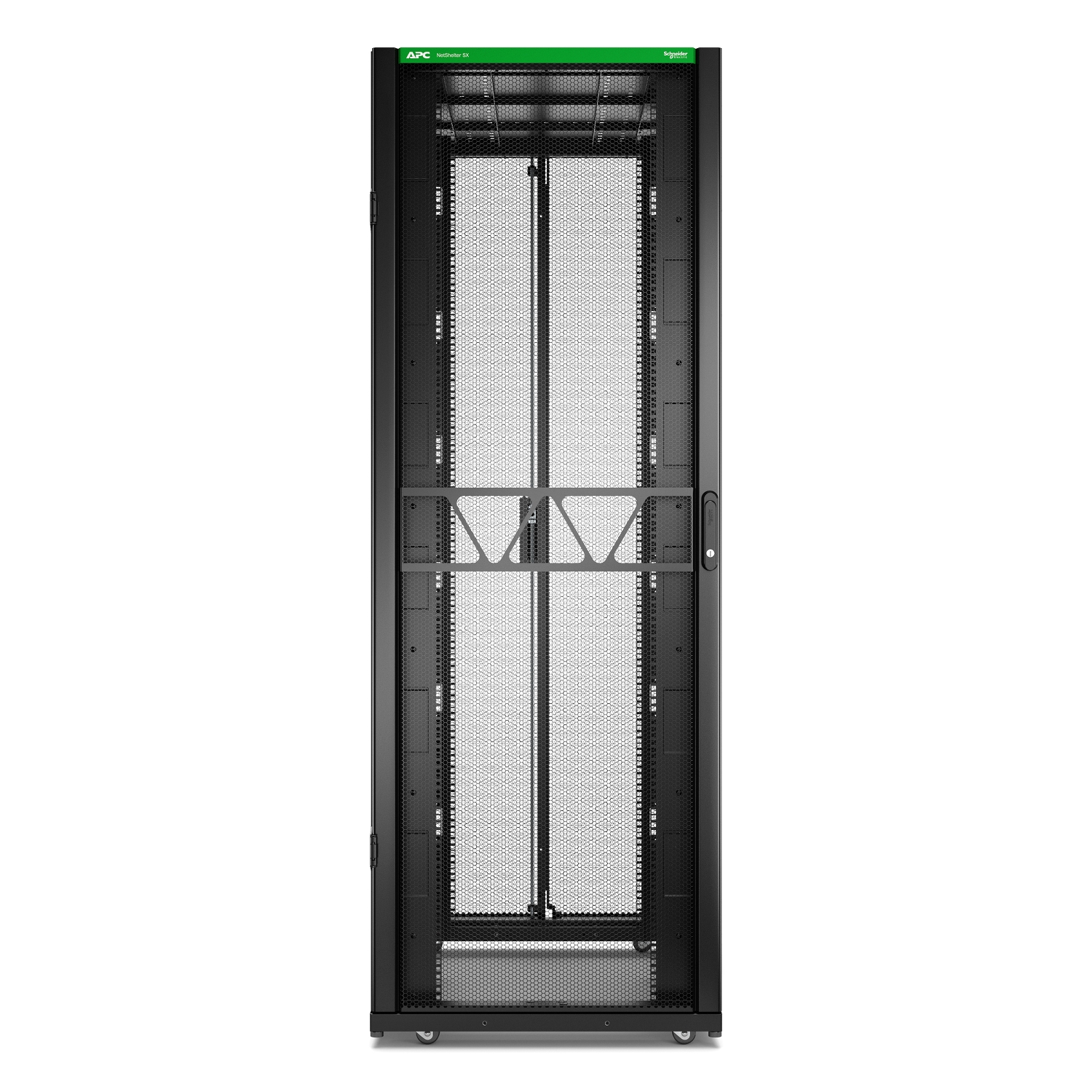 APC NetShelter SX Server Rack Gen 2, 45U, 2124H x 750W x 1200D mm, with Sides, Black [TAA] Back View