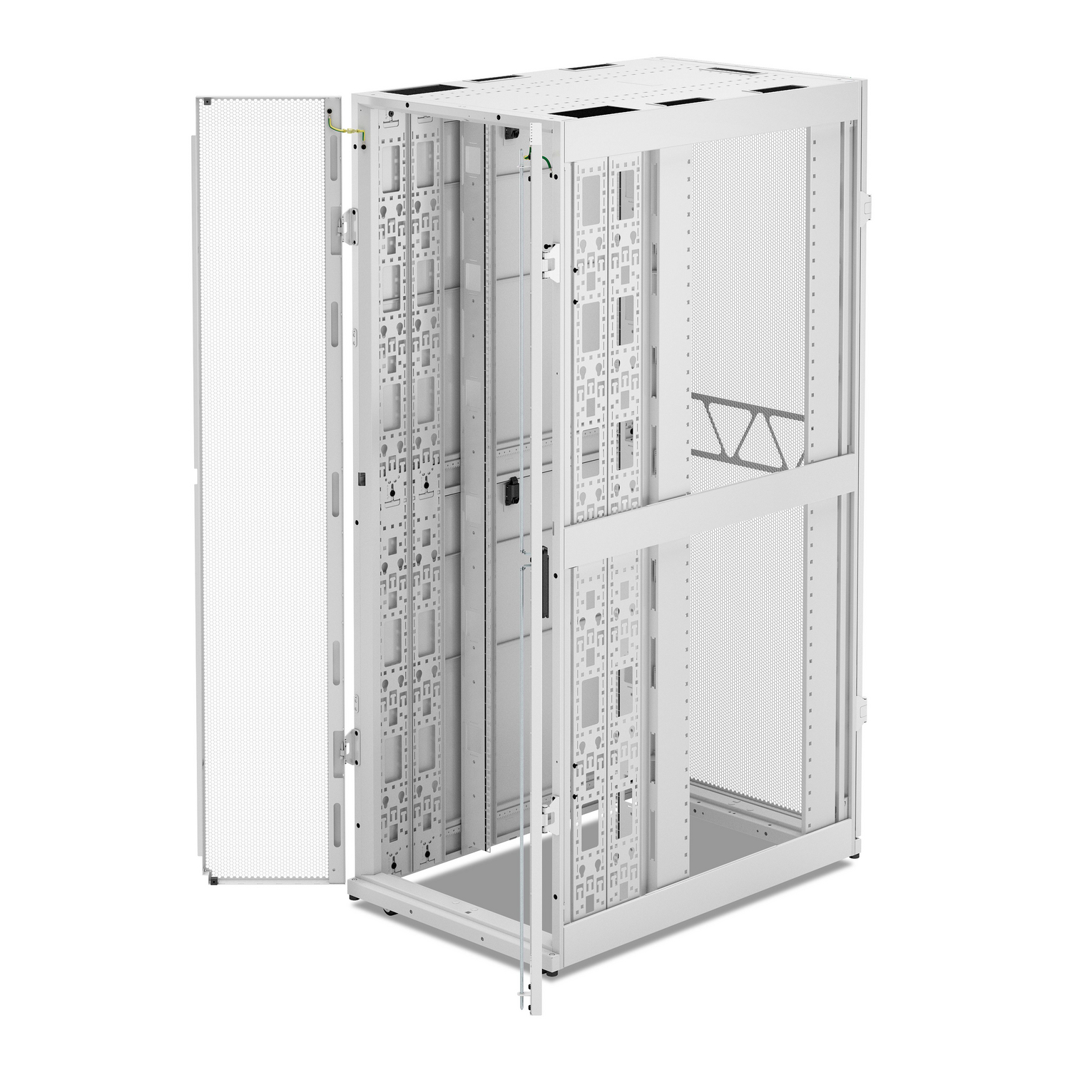 APC NetShelter SX Server Rack Gen 2, 45U, 2124H x 750W x 1200D mm, w/ Sides, White [TAA] Front View