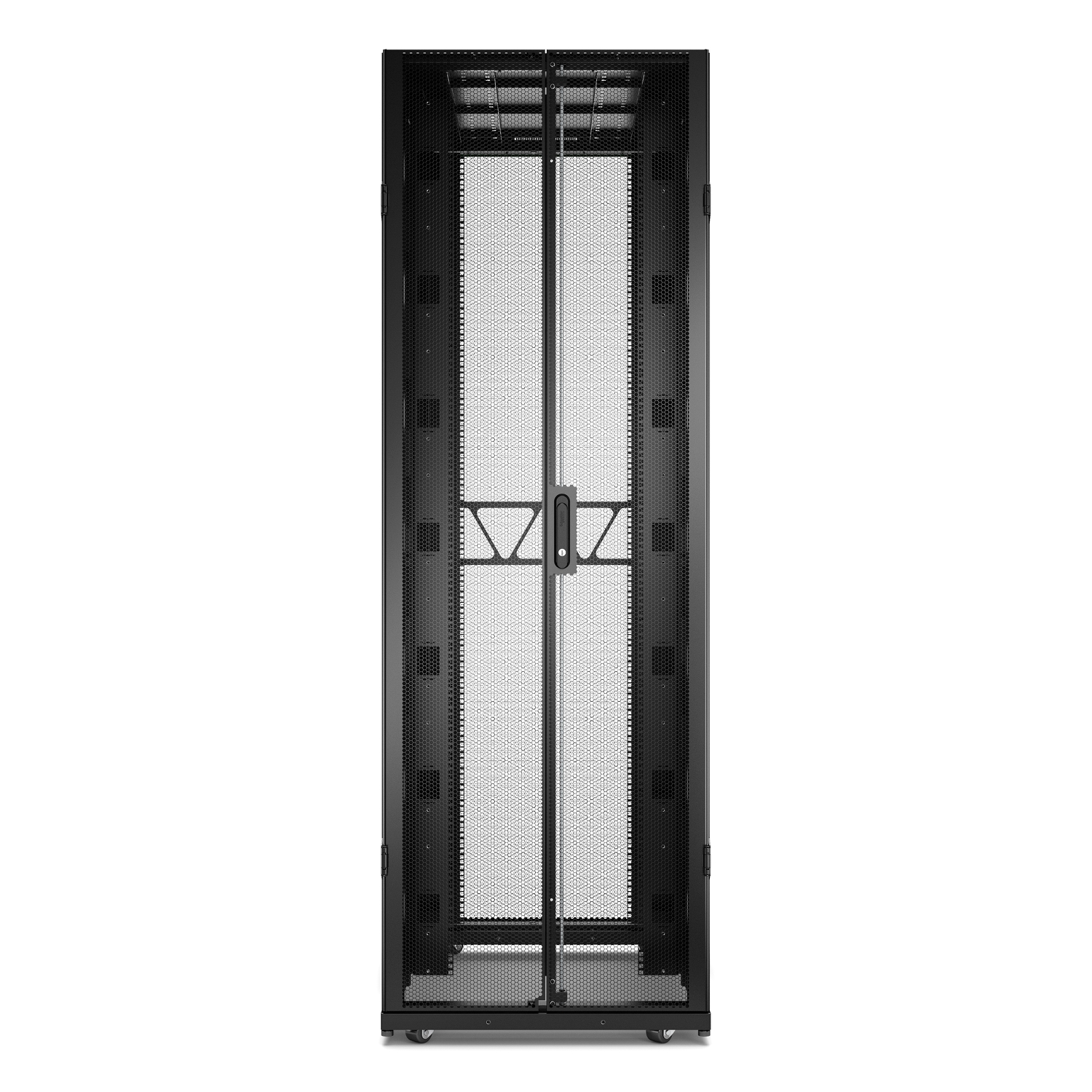 APC NetShelter SX Server Rack Gen 2, 48U, 2258H x 750W x 1200D mm, with Sides, Black [TAA] Front View