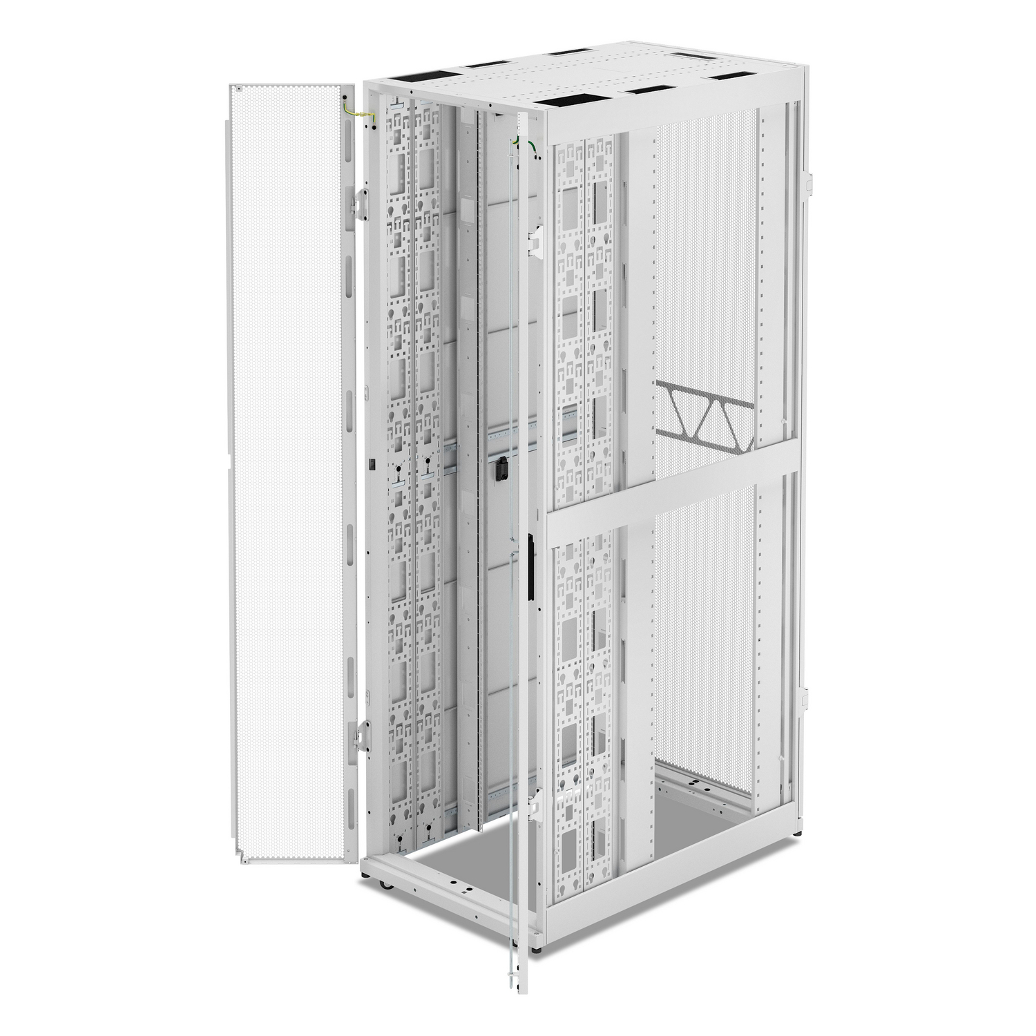 APC NetShelter SX Server Rack Gen 2, 52U, 2436H x 750W x 1200D mm, w/ Sides, White [TAA] Front View