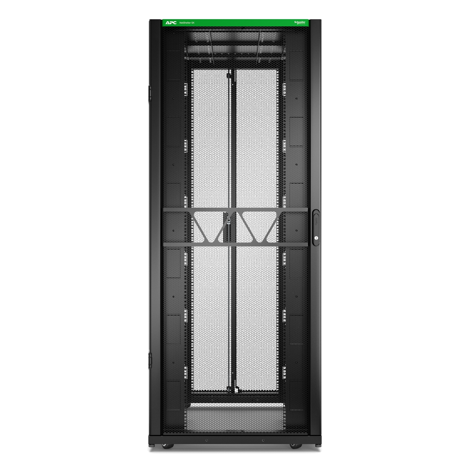 APC NetShelter SX Server Rack Gen 2, 42U, 1991H x 800W x 1200D mm, with Sides, Black [TAA] Back View