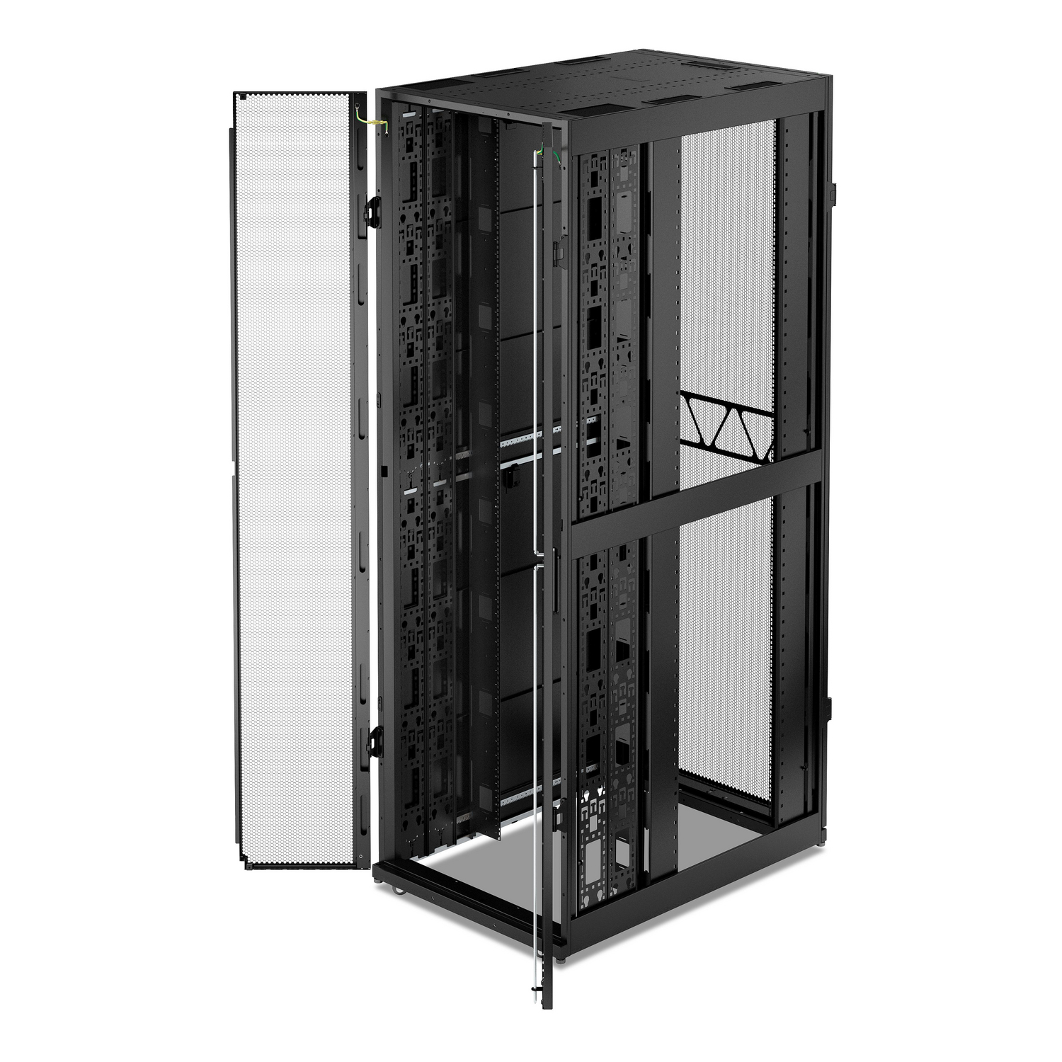 APC NetShelter SX Server Rack Gen 2, 52U, 2436H x 800W x 1200D mm, w/ Sides, Black [TAA] Back View