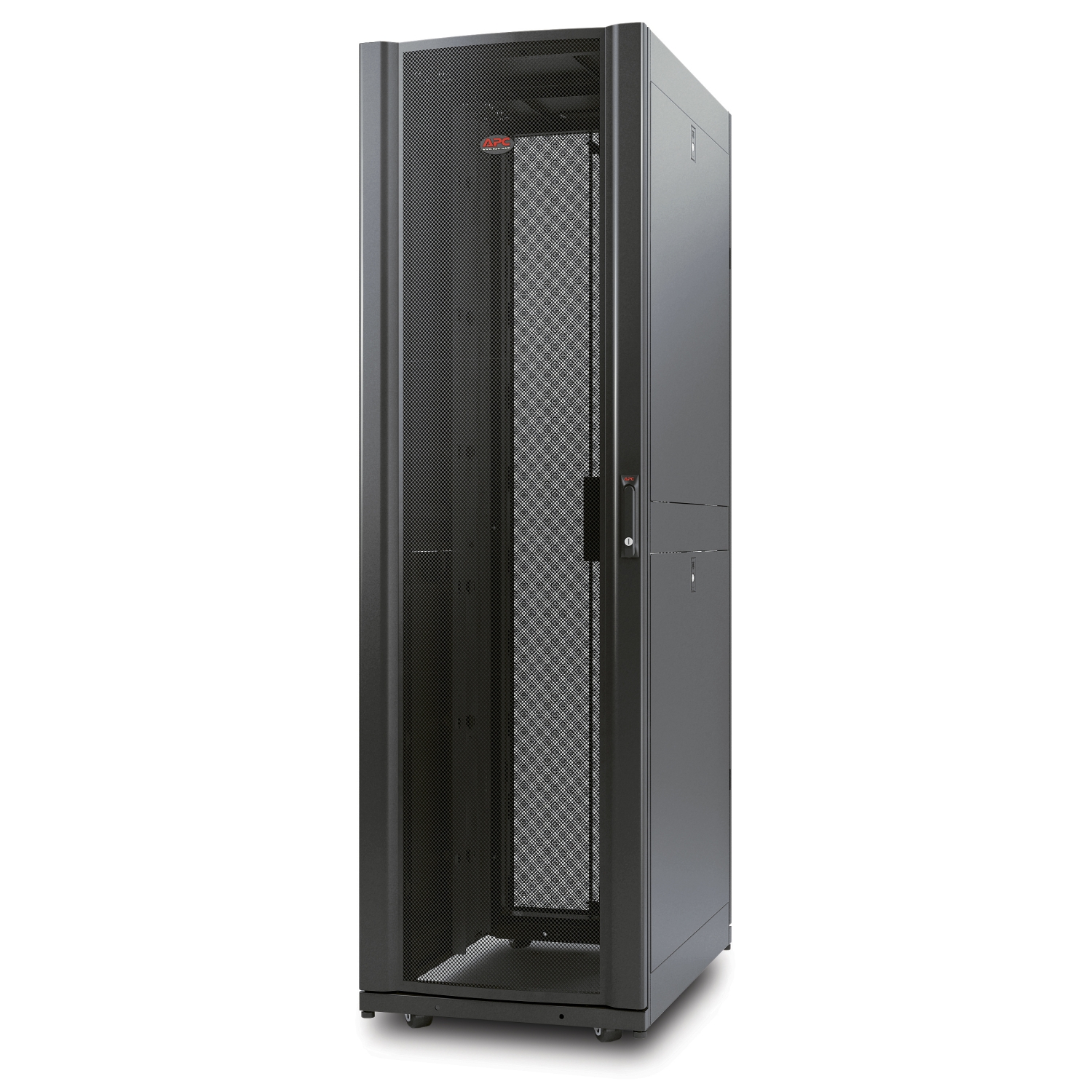 APC NetShelter AV, Server Rack Enclosure, 42U, 10-32 Threaded Rails, Black, 1991H x 600W x 825D mm Front View
