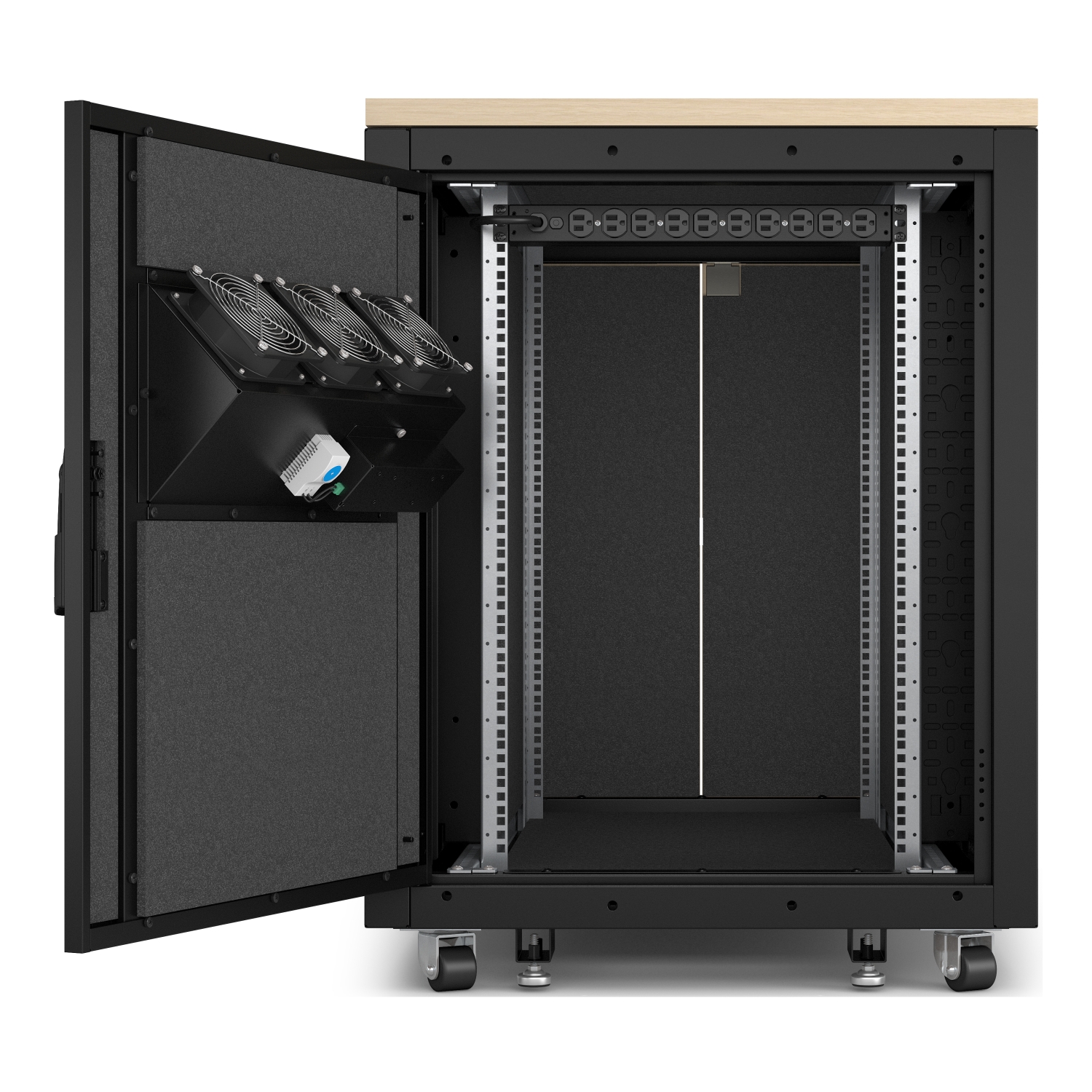 APC NetShelter Soundproof, 17U, Server Rack Enclosure, 120V, Maple [TAA] View 4