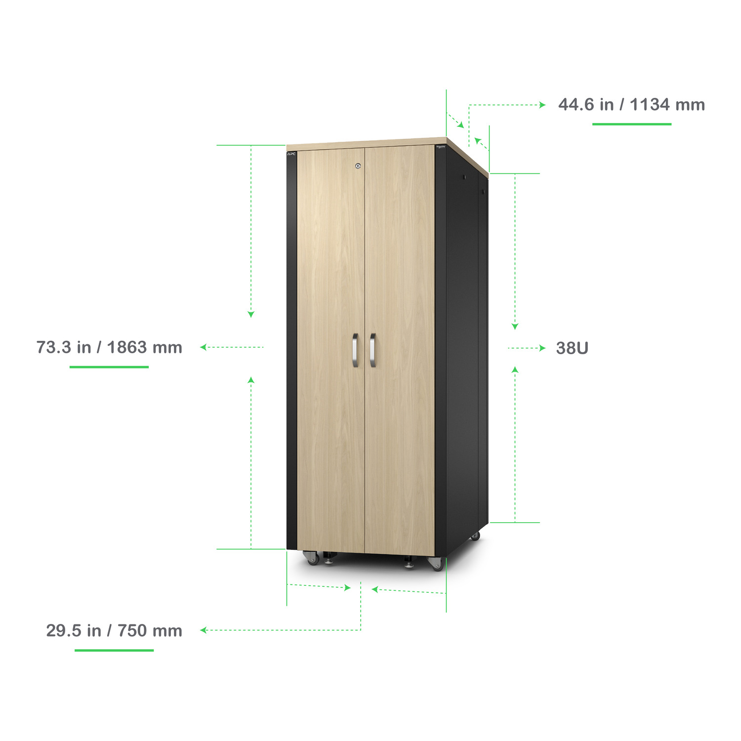 APC NetShelter Soundproof, 38U, Server Rack Enclosure, 120V, Maple [TAA] View 7