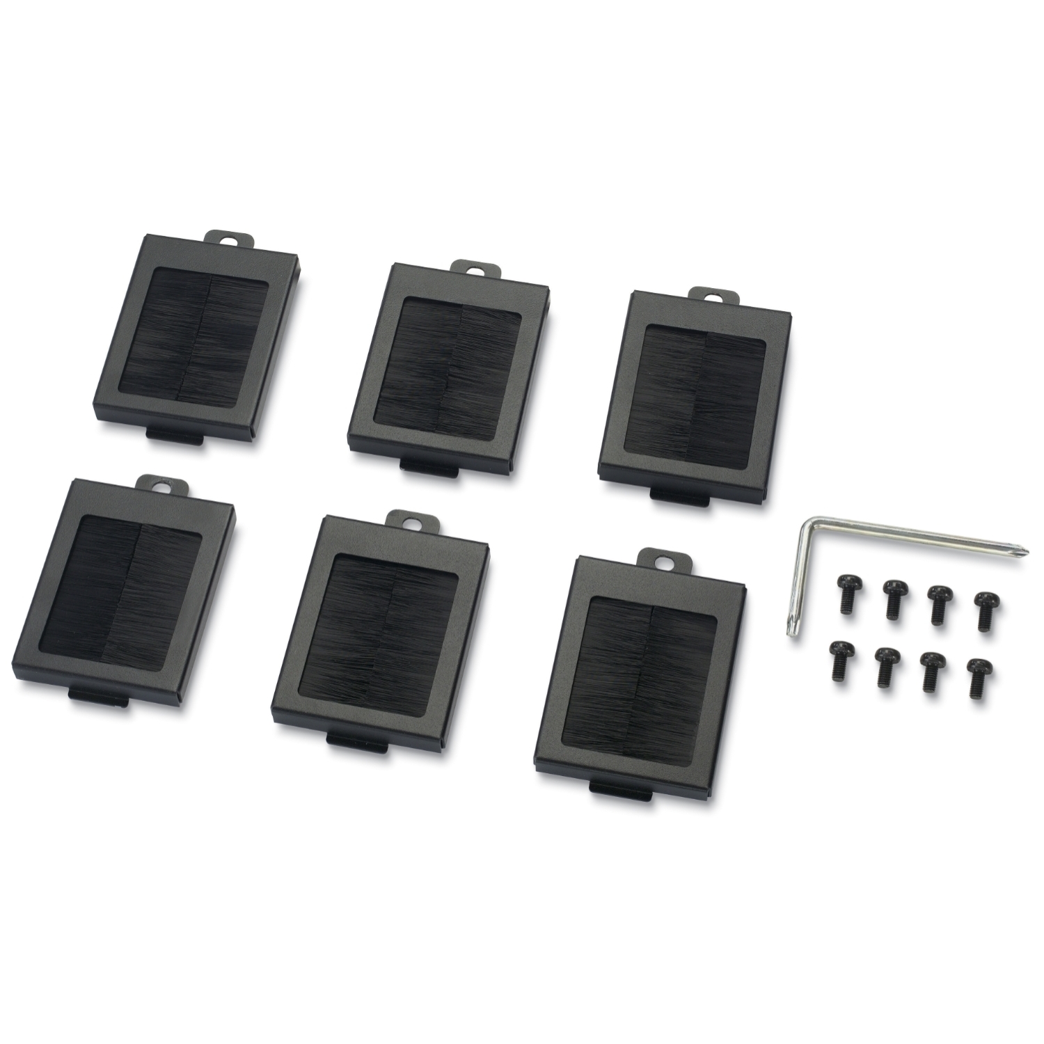 APC NetShelter Cable Management, Mounting Rail Brush Strips, Set of 6, for NetShelter SX 750 mm Wide, Black, 76 x 114 x 13 mm Front View