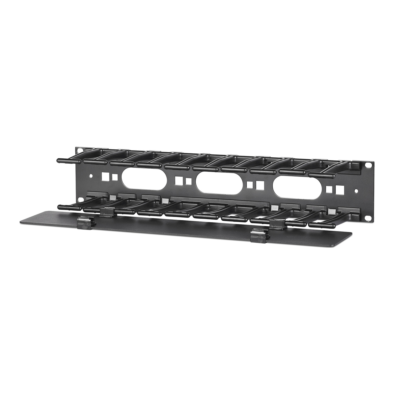APC NetShelter Cable Management, Horizontal Cable Manager, 2U, Single Side with Cover, Black, 483 x 88 x 110 mm Back View