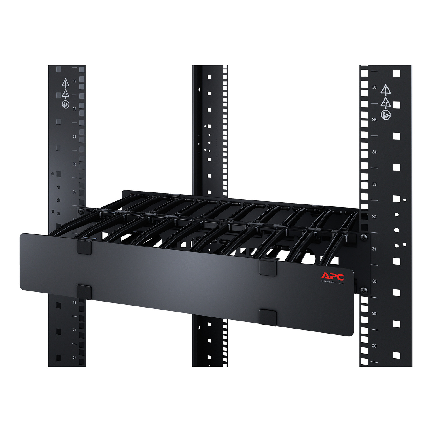 APC NetShelter Cable Management, Horizontal Cable Manager, 2U, Single Side with Cover, Black, 482.6 x 88.9 x 165.1 mm Back View