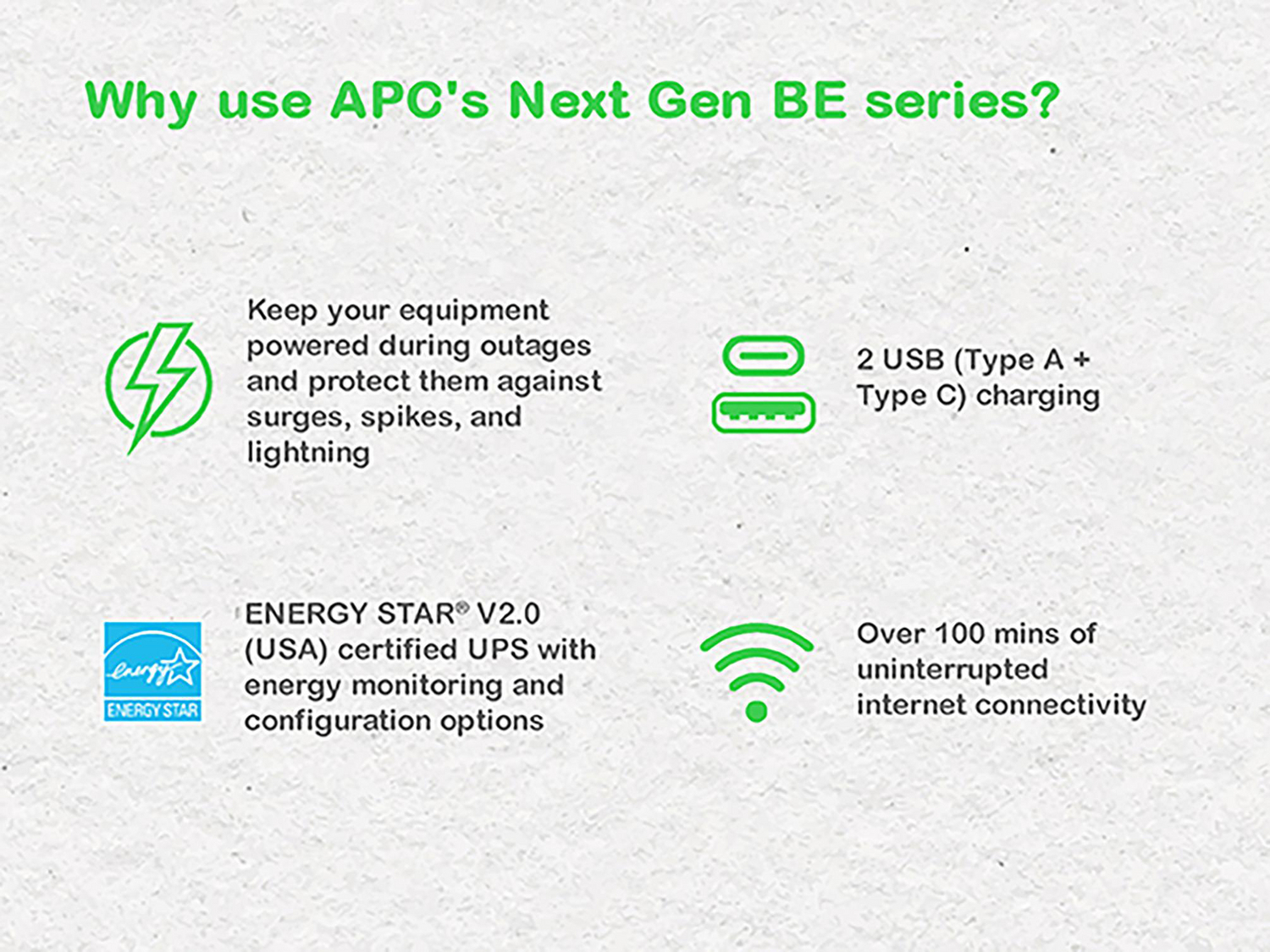 APC Back-UPS, 500VA/300W, Floor/Wall Mount, 120V, 6x NEMA 5-15R outlets, USB Type A + C Ports, Battery is not user replaceable View 13