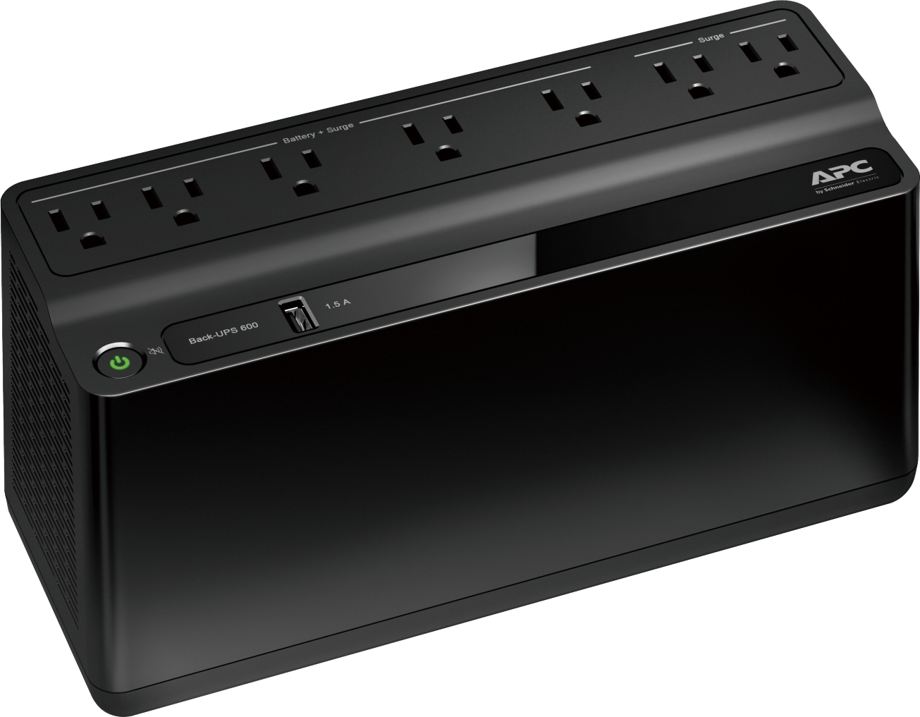 APC Back-UPS 600VA, 120V, 1 USB charging port, 7 NEMA outlets (2 surge) View 4