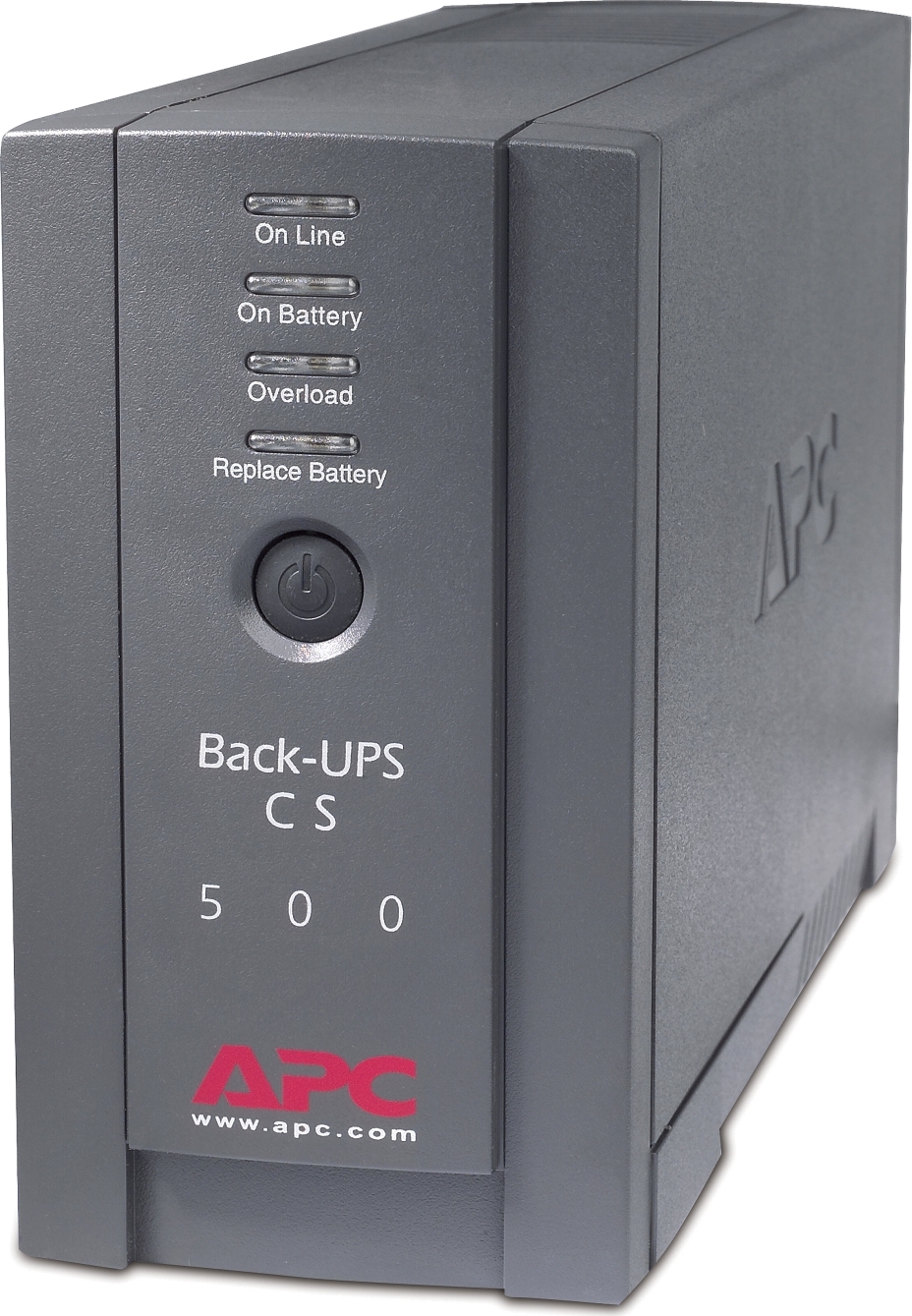 APC Back-UPS, 500VA, Tower, 120V, 6 NEMA 5-15R Outlets , User Replaceable Battery Front View