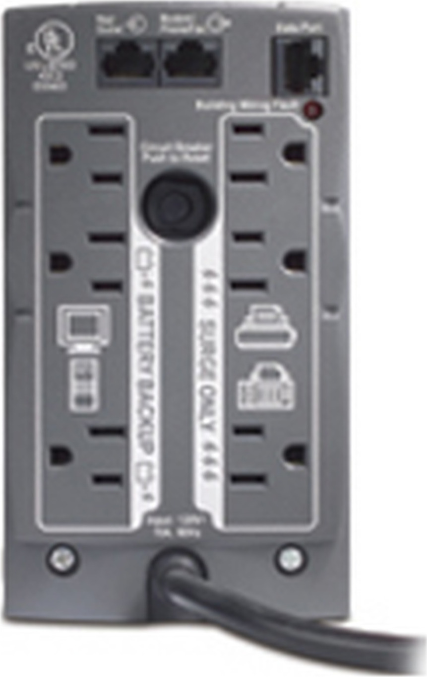 APC Back-UPS, 500VA, Tower, 120V, 6 NEMA 5-15R Outlets , User Replaceable Battery View 4