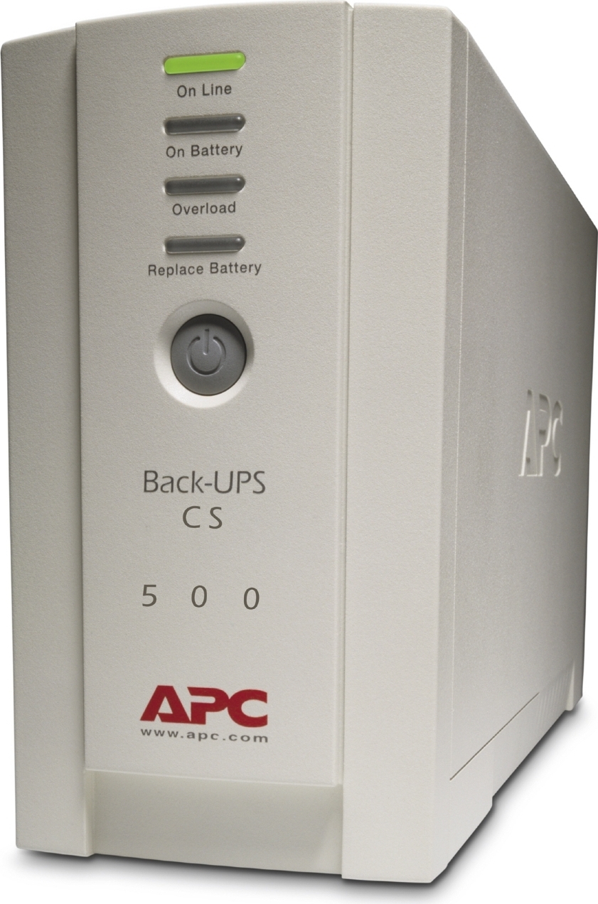 APC Back-UPS CS 500VA, 120V, beige, 6 NEMA outlets (3 surge) Front View