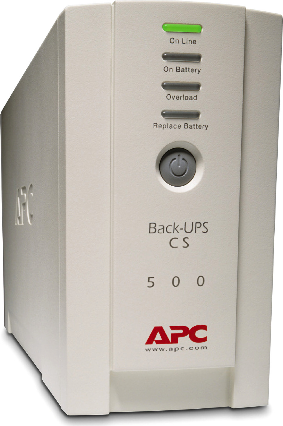APC Back-UPS CS 500VA, 120V, beige, 6 NEMA outlets (3 surge) Back View