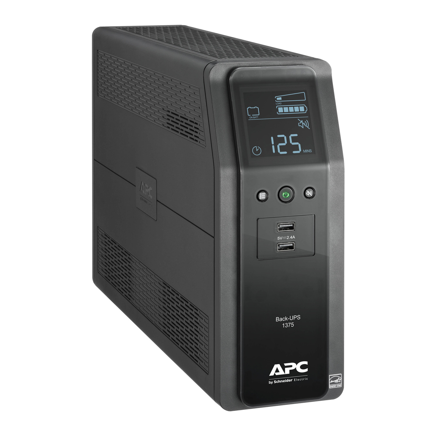 APC Back-UPS Pro 1375VA, 120V, AVR, LCD, 2 USB charging ports, 10 NEMA outlets (4 surge) Hardware Detail
