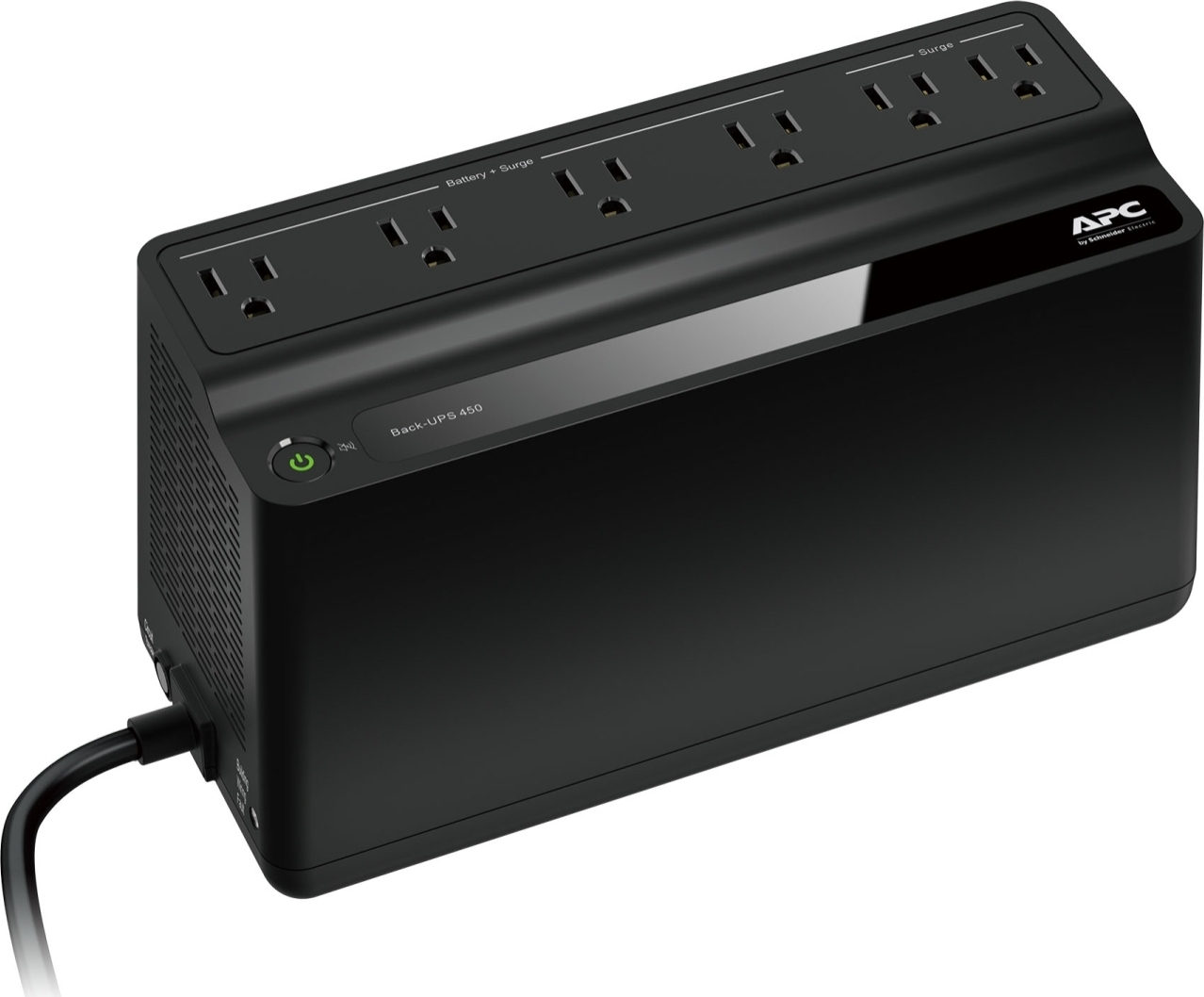 APC Back-UPS 450VA, 120V, 6 NEMA outlets (2 surge), Battery is not user replaceable Hardware Detail