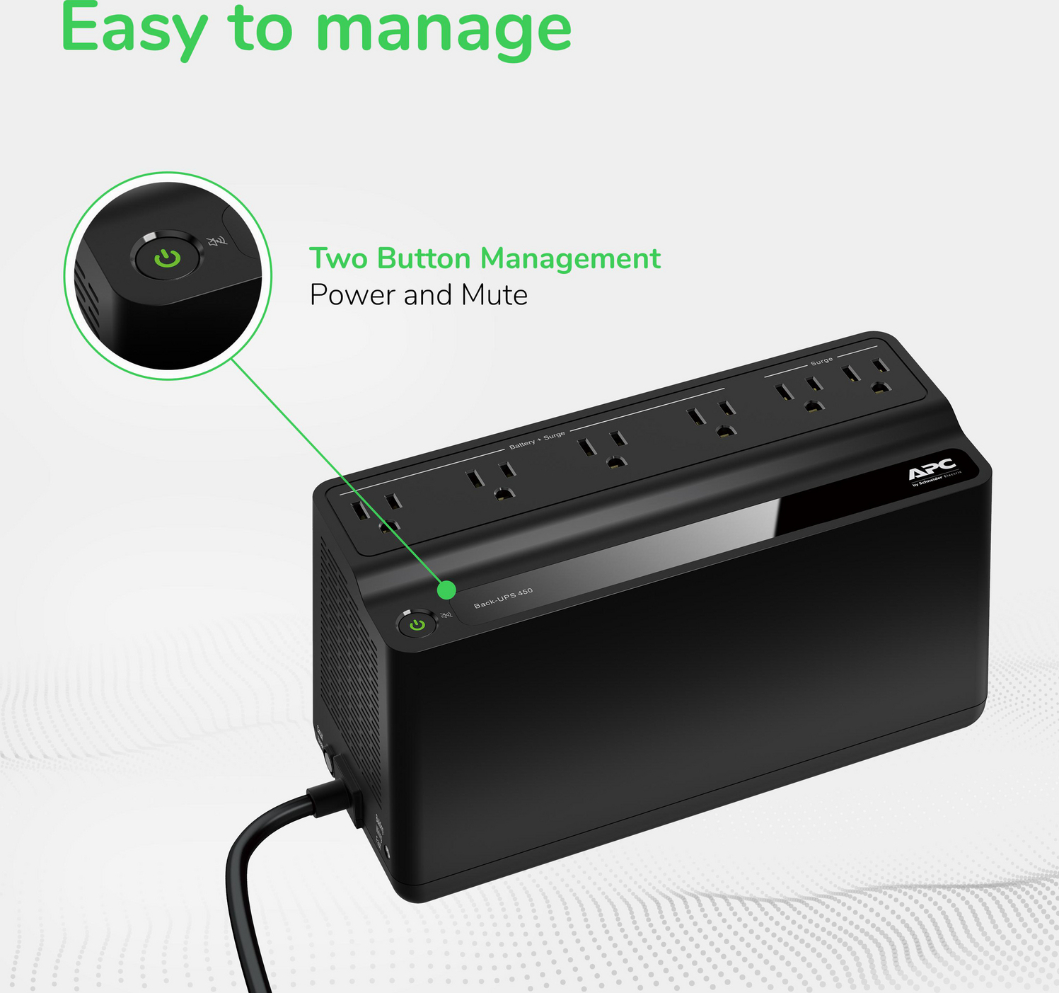 APC Back-UPS 450VA, 120V, 6 NEMA outlets (2 surge), Battery is not user replaceable View 7