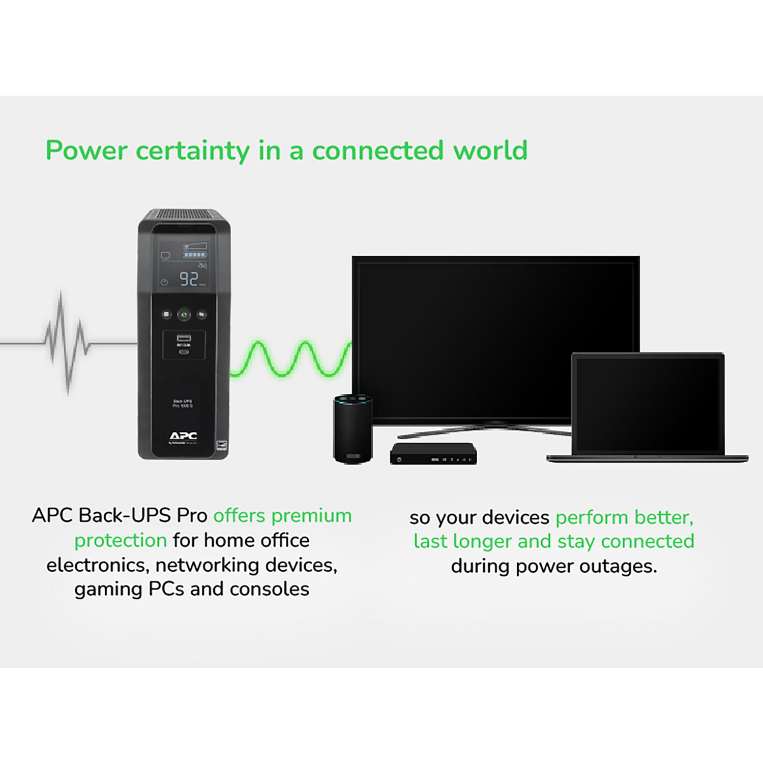 APC Back-UPS Pro, 1000VA/600W, Tower, 120V, 10x NEMA 5-15R outlets, Sine Wave, AVR, USB Type A + C ports, LCD, User Replaceable Battery View 9