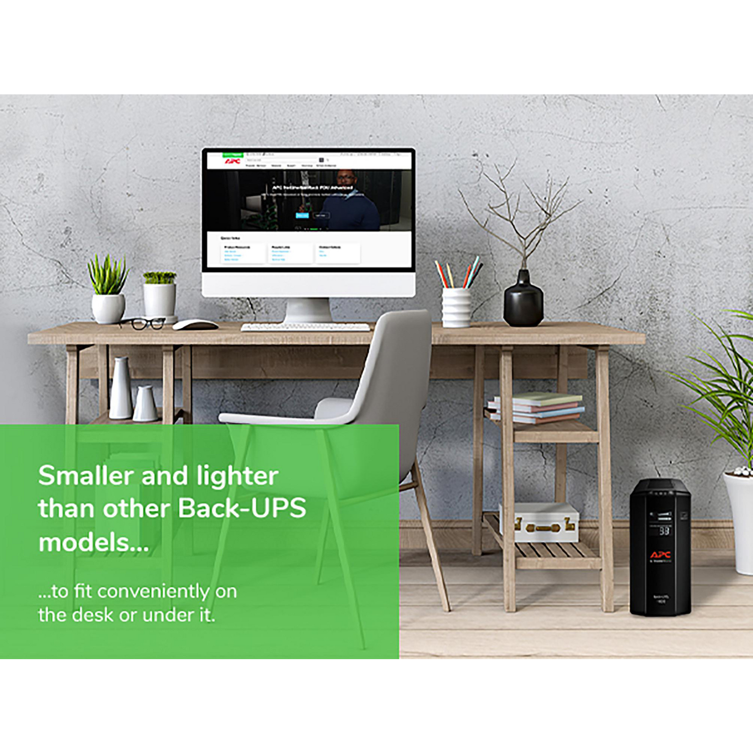 APC Back-UPS 1000, Compact Tower, 1000VA, 120V, AVR, LCD, 8 NEMA outlets (4 surge) View 10