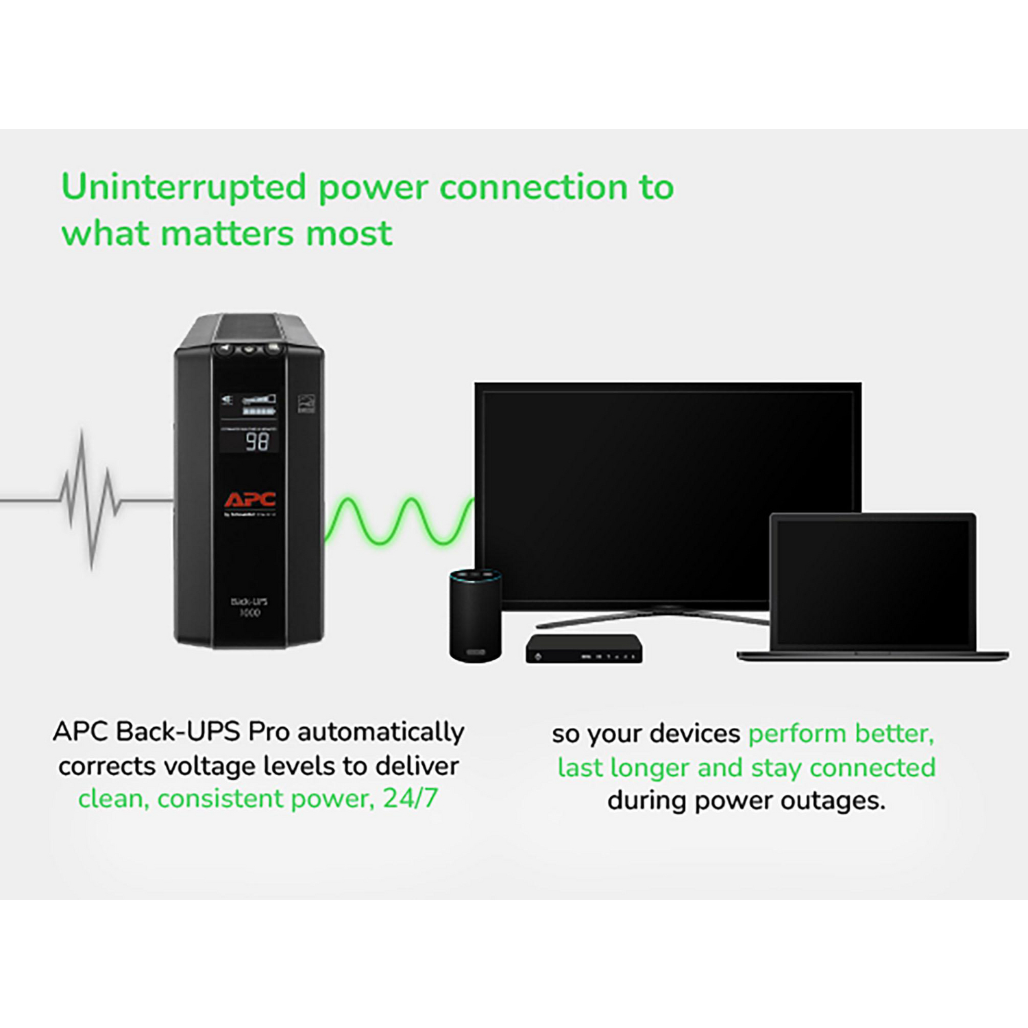 APC Back-UPS 1000, Compact Tower, 1000VA, 120V, AVR, LCD, 8 NEMA outlets (4 surge) View 8