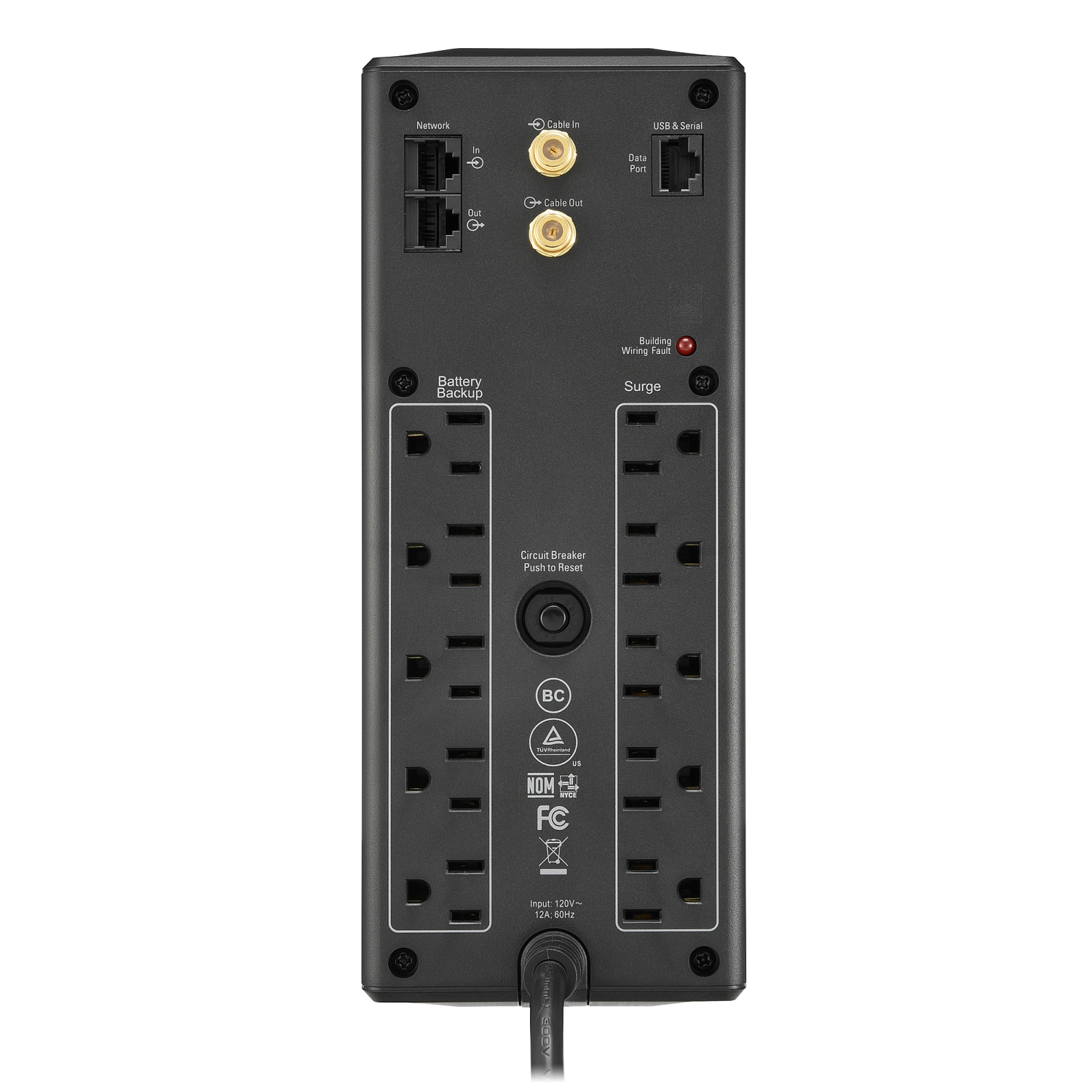 APC Back-UPS 1350, Compact Tower, 1350VA, 120V, AVR, LCD, 10 NEMA outlets (5 surge) View 5