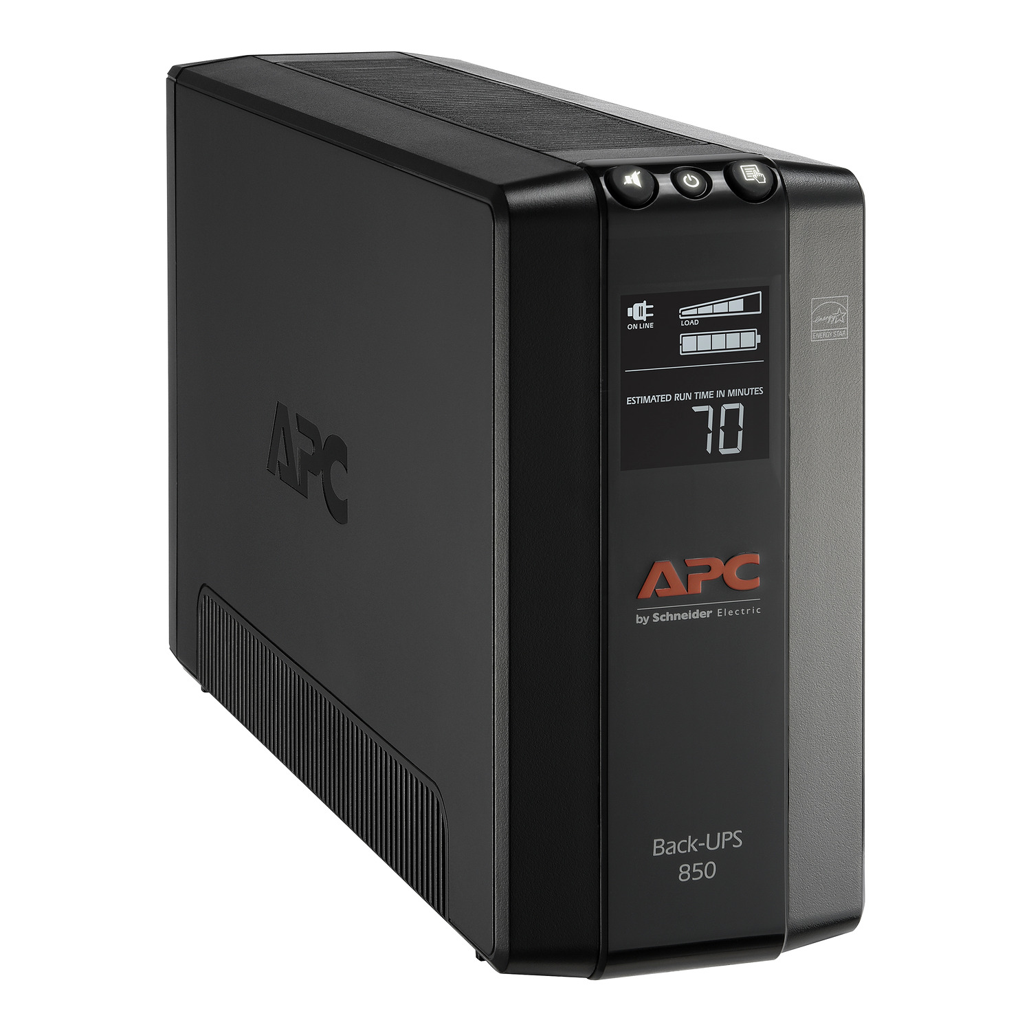 APC Back-UPS 850, Compact Tower, 850VA, 120V, AVR, LCD, 8 NEMA outlets (4 surge) Hardware Detail