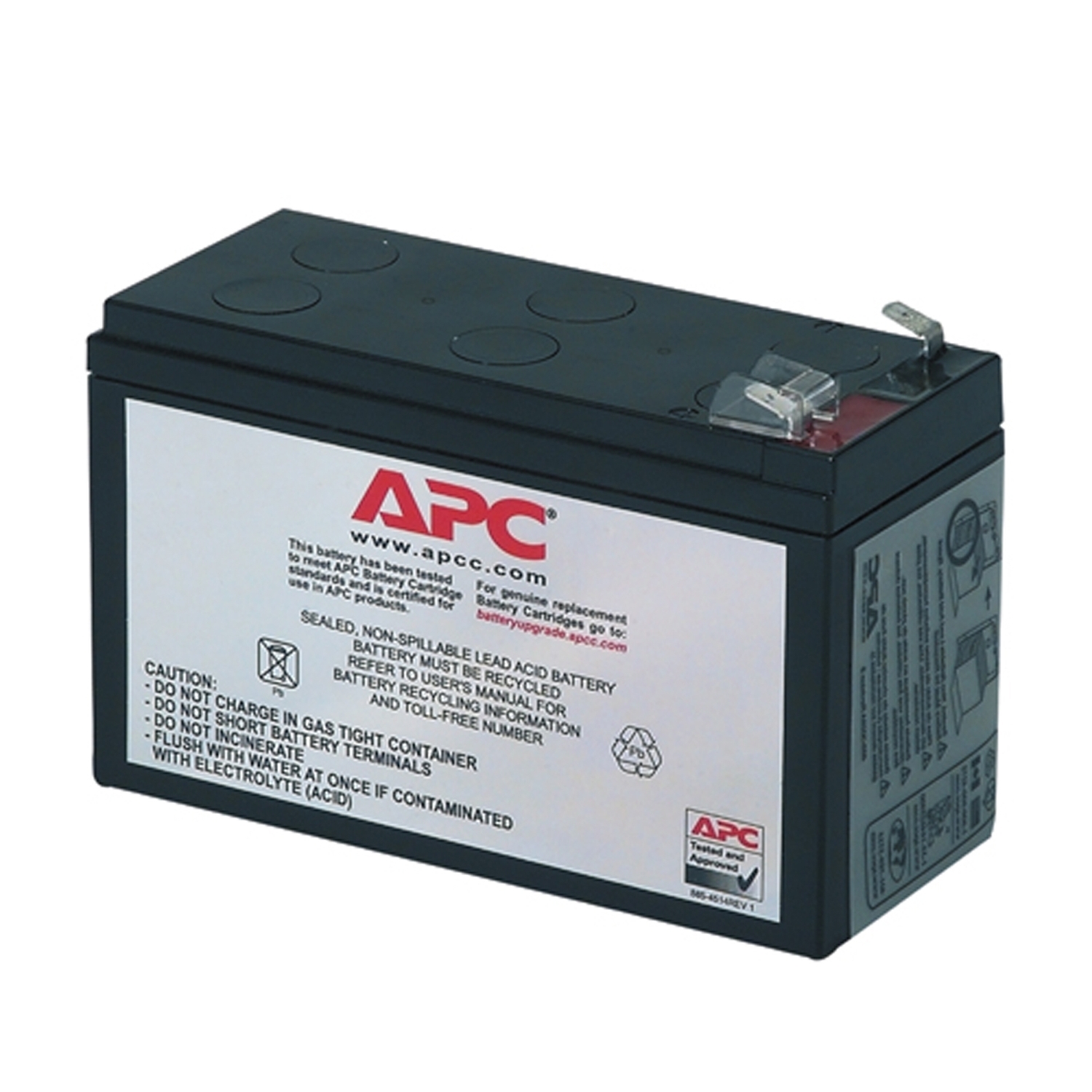 APC Replacement Battery Cartridge for Back-UPS, 12V 9Ah lead-acid battery,  2-year repair or replace warranty Front View