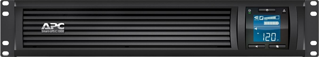 APC Smart-UPS C, Line Interactive, 1000VA, Rackmount 2U, 120V, 6x NEMA 5-15R outlets, SmartConnect port, USB and Serial communication, AVR,Graphic LCD Hardware Detail