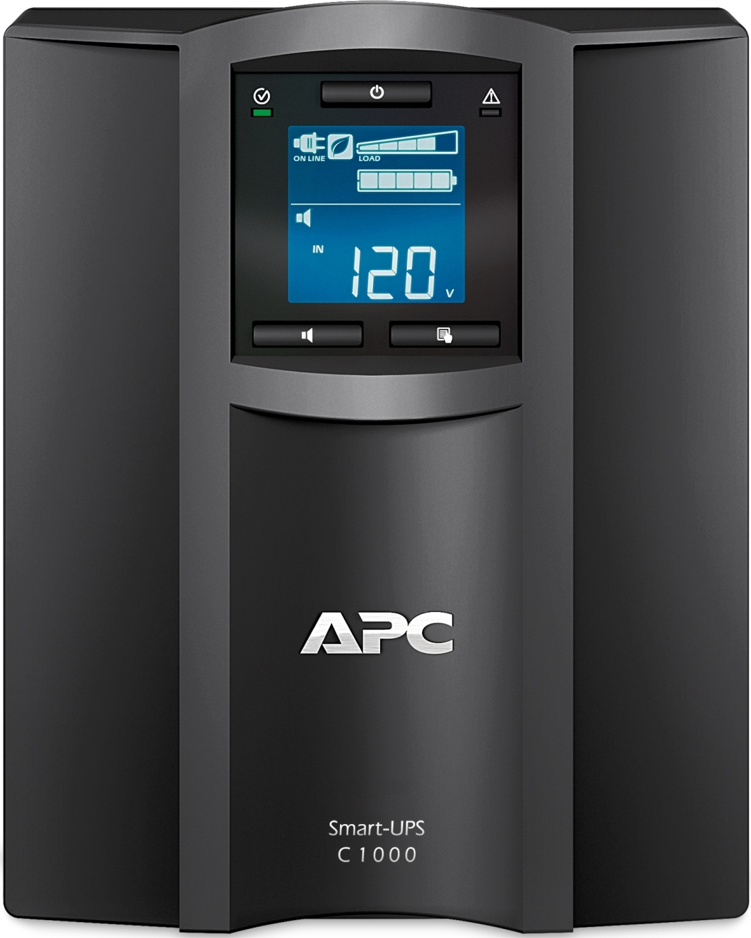 APC Smart-UPS C, Line Interactive, 1000VA, Tower, 120V, 8x NEMA 5-15R outlets, SmartConnect port, USB and Serial communication, AVR, Graphic LCD Hardware Detail
