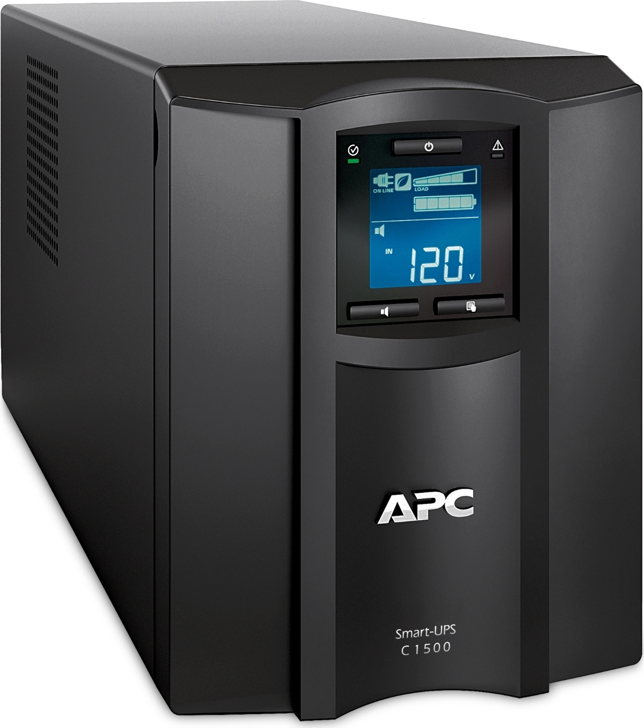APC Smart-UPS C, Line Interactive, 1440VA, Tower, 120V, 8x NEMA 5-15R outlets, SmartConnect port, USB and Serial communication, AVR, Graphic LCD Back View