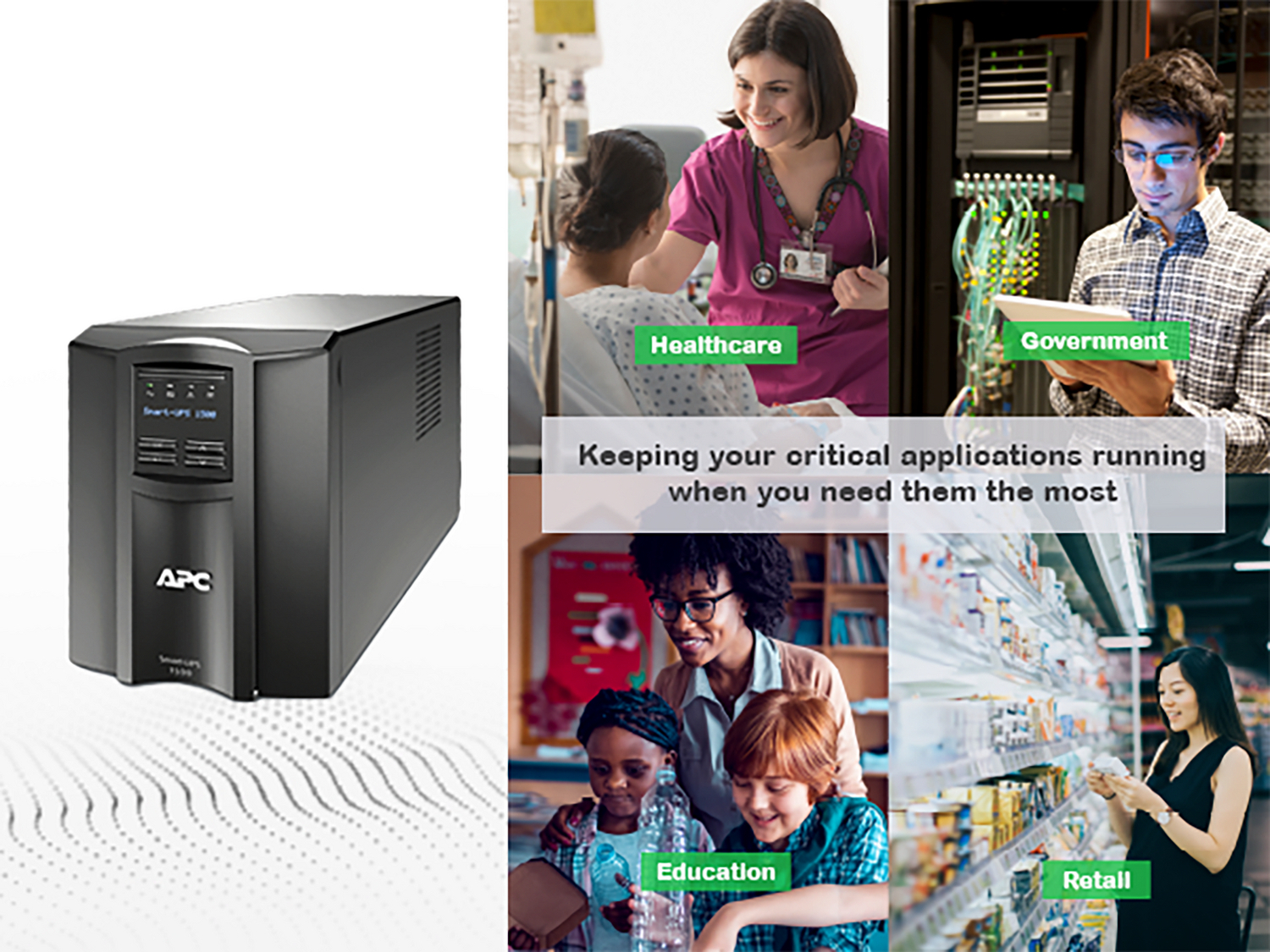 APC Smart-UPS, Line Interactive, 1500VA, Tower, 120V, 8x NEMA 5-15R outlets, SmartConnect Port+Network Card, AVR, LCD View 9