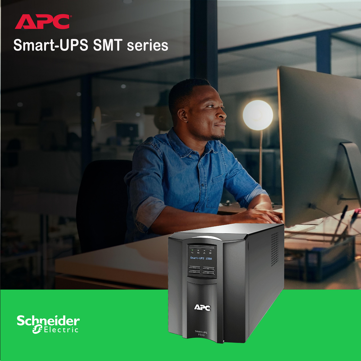 APC Smart-UPS, Line Interactive, 1500VA, Tower, 120V, 8x NEMA 5-15R outlets, SmartConnect Port+SmartSlot, AVR, LCD View 23