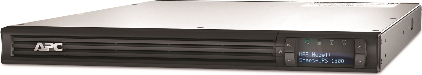 APC Smart-UPS, Line Interactive, 1500VA, Rackmount 1U, 120V, 4x NEMA 5-15R outlets, SmartConnect Port+SmartSlot, AVR, LCD View 4